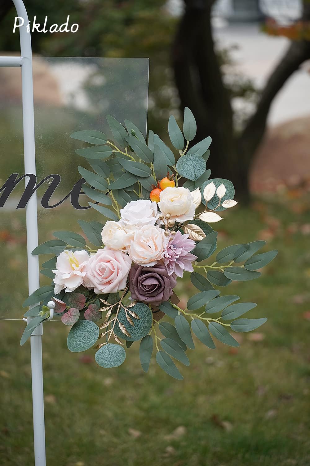 Faux Flower Swag Set of 2 for Wedding Welcome Signs Floral Swag Wedding Reception Ceremony Signs