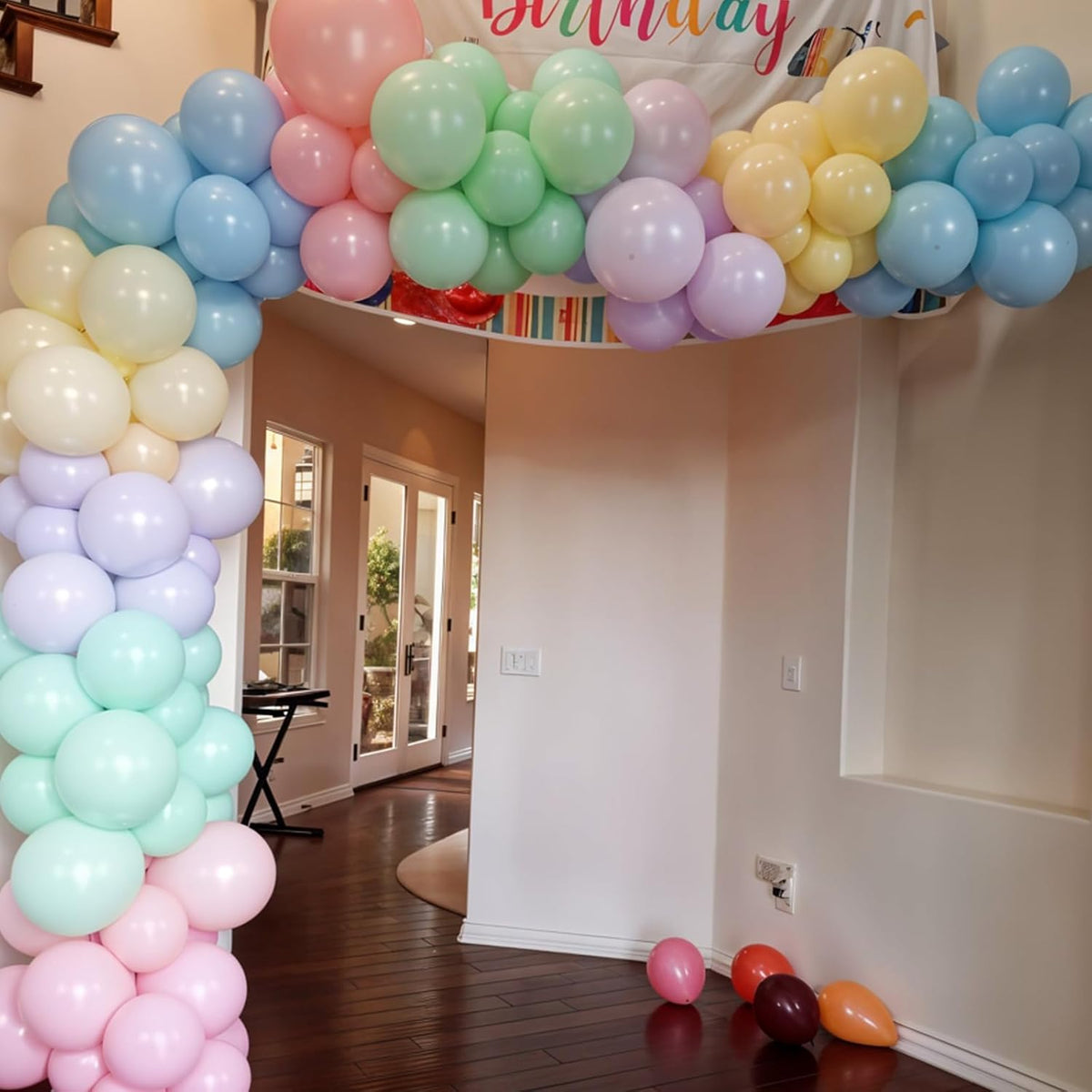 Pastel Balloons,12 Inch Macaron Pink Purple Blue Yellow Green Colorful Confetti Balloons Assorted