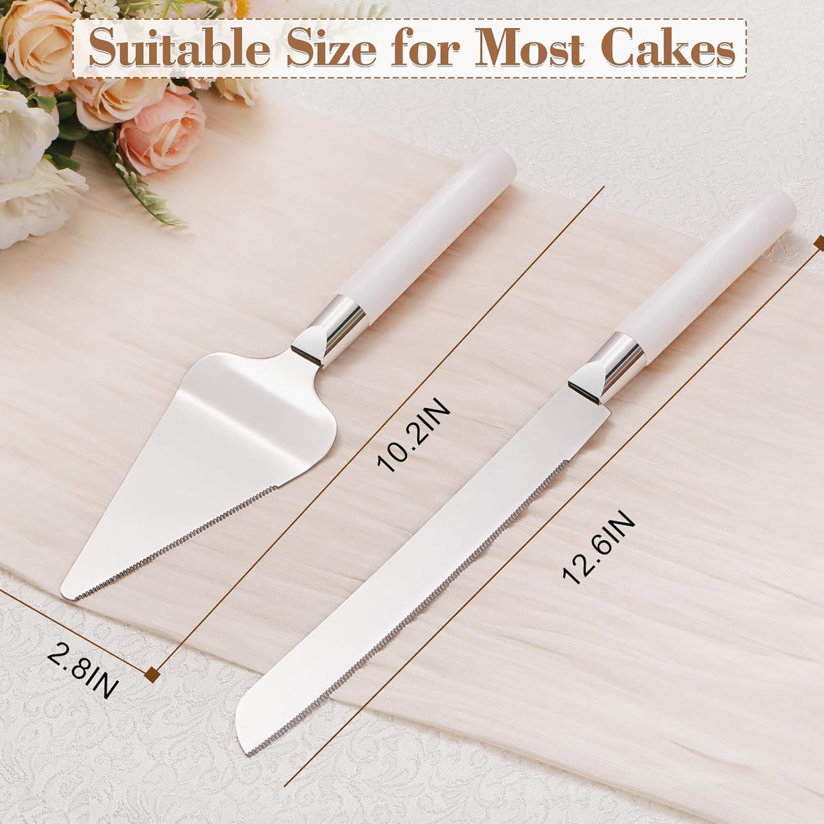 Cake Cutting Set for Wedding, Wood Cake Knife and Server Set, Vintage 2-Piece Pie Cake Cutter