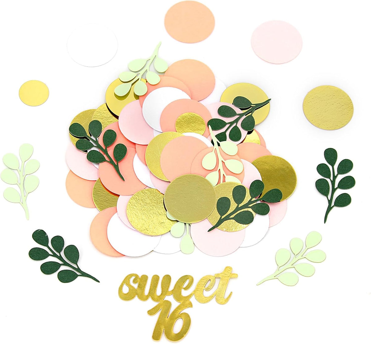 300PC Pink and Sage Green Sweet 16 Party Decorations for Girls 16th Birthday Confetti Sweet 16