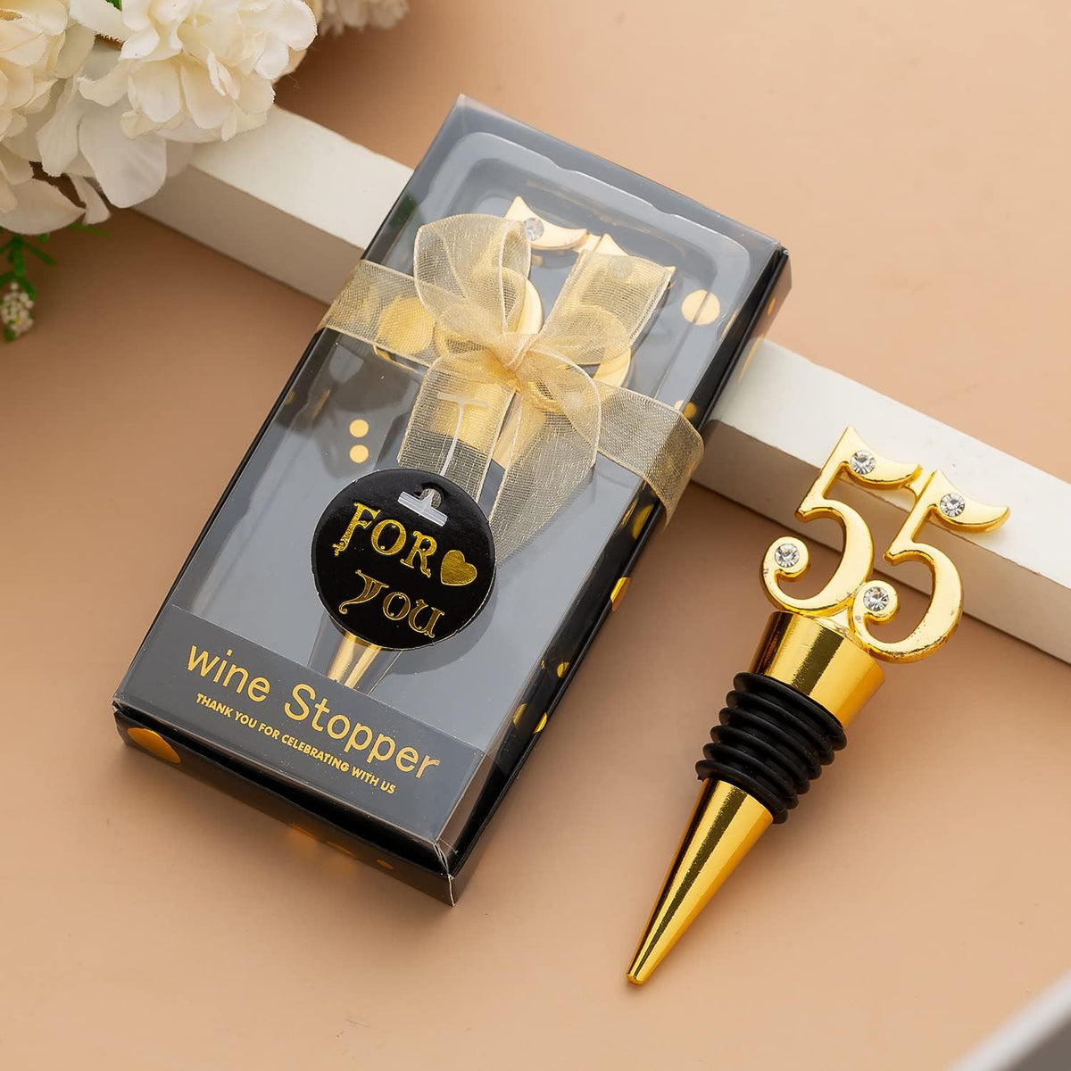 24 Pack 55th Birthday Favors For Guests-55 Years Old Wine Bottle With Gift Box For 55th Wedding