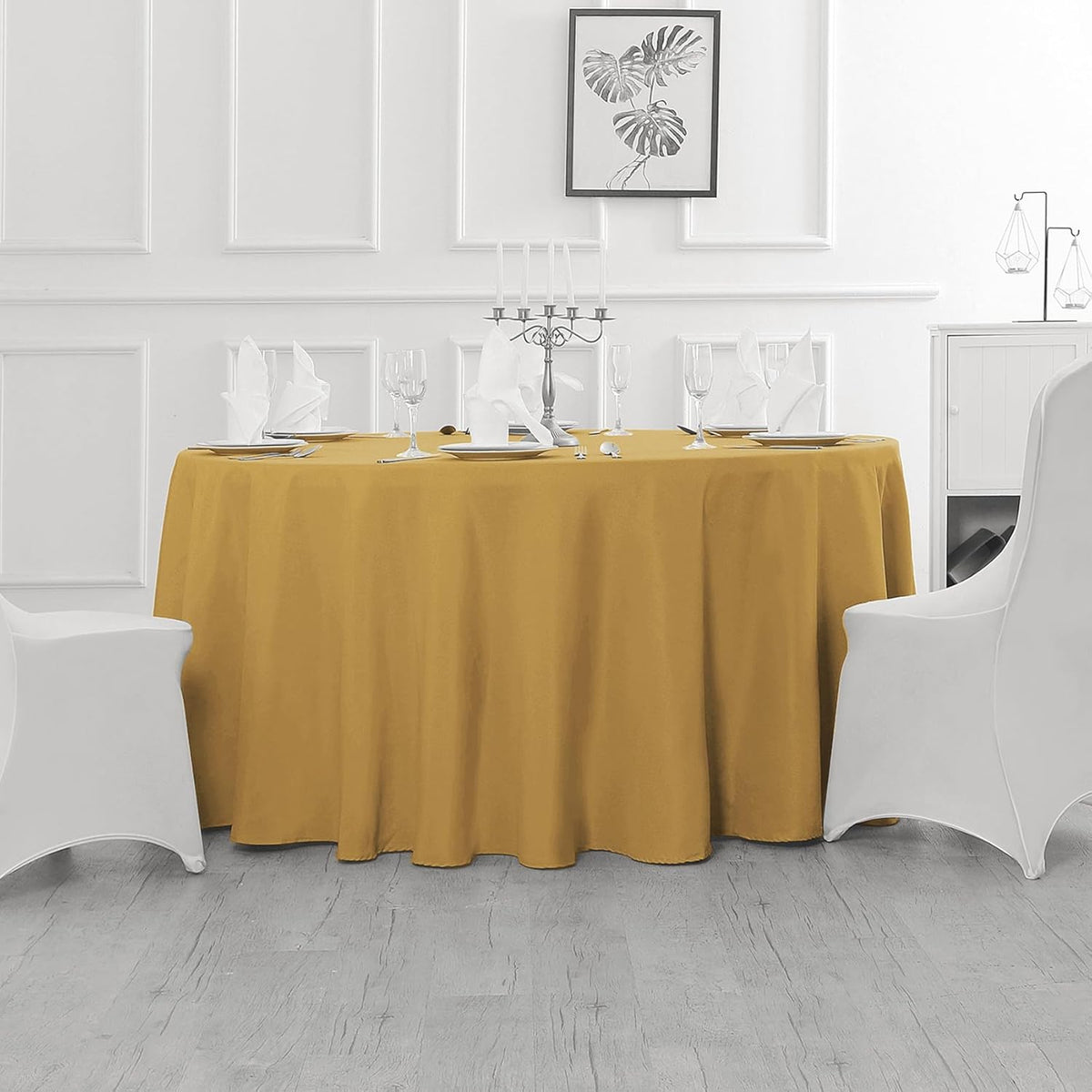 60 inch Round Tablecloth Washable Polyester Table Cloth Decorative Table Cover for Wedding Party