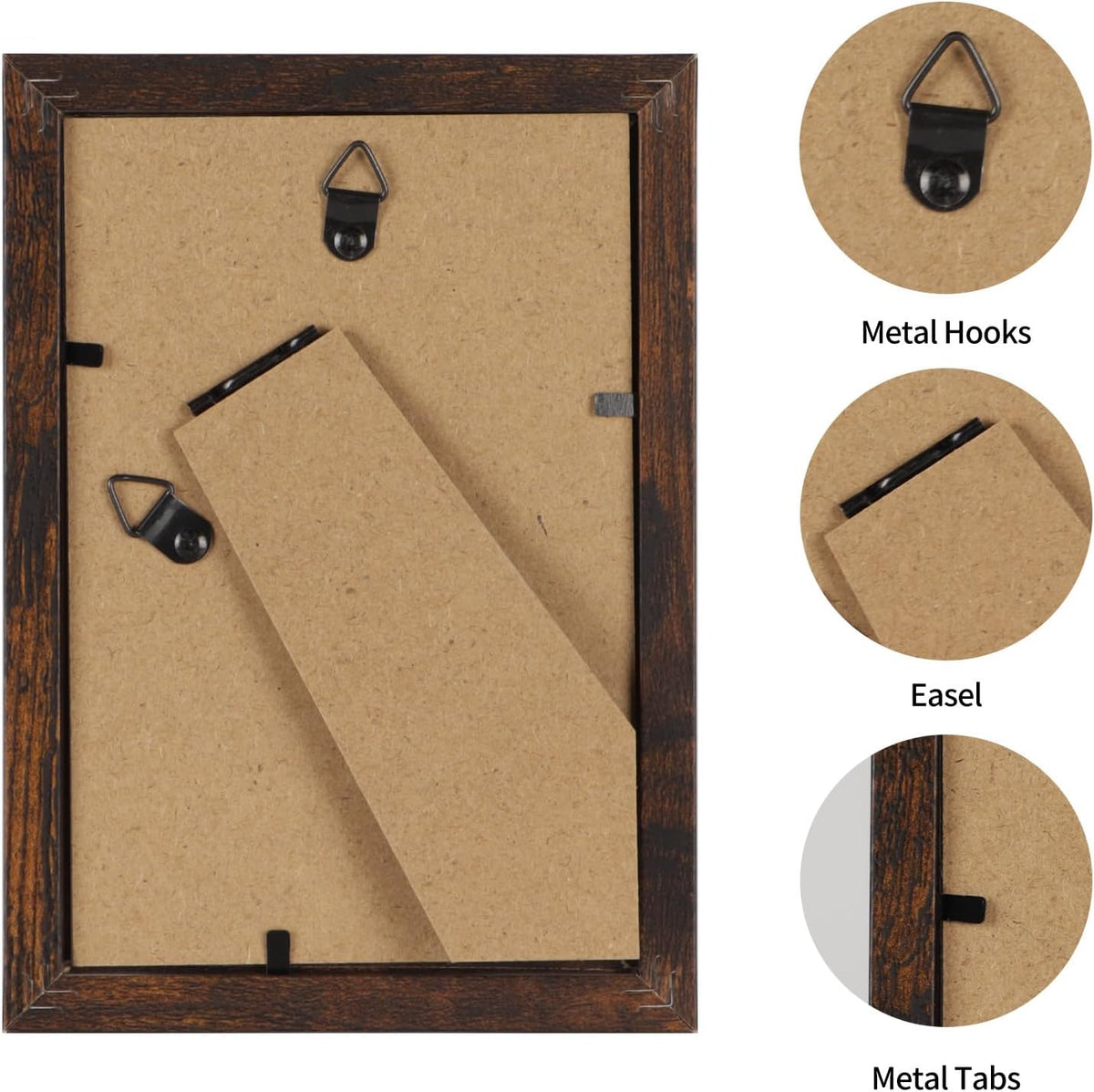PETAFLOP Wooden Picture Frame 4x6 Bulk Set of 18, Brown Photo Frames Fits 4 by 6 for Wall or