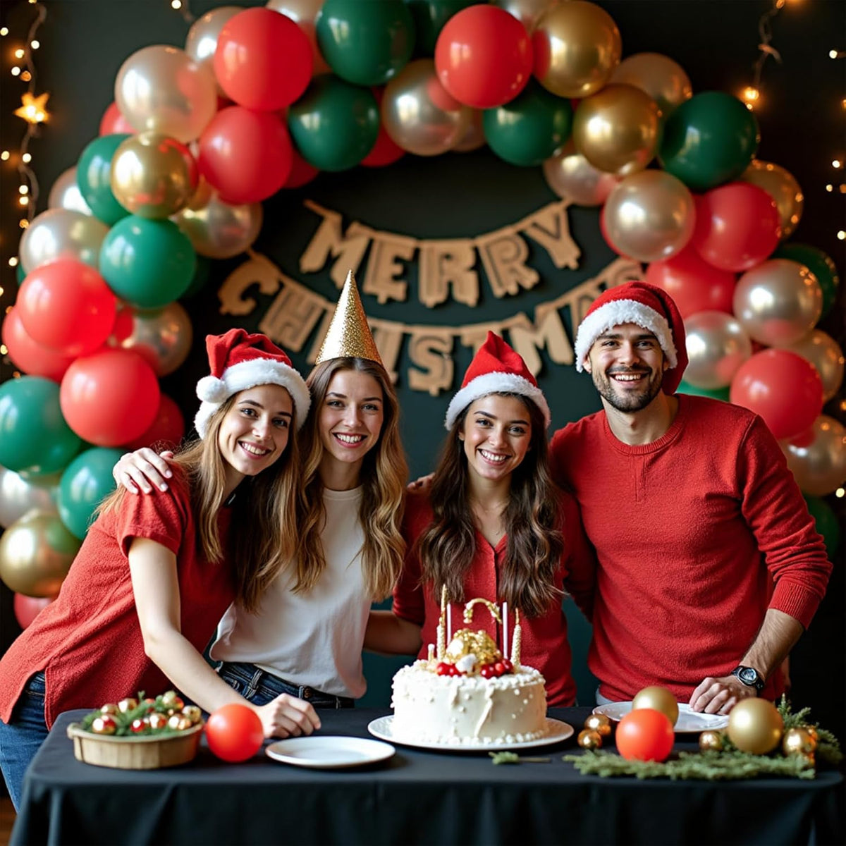 412pcs Red Green White Balloon Garland Arch Kit, 18 12 10 5 inch Different Sizes Red White Dark