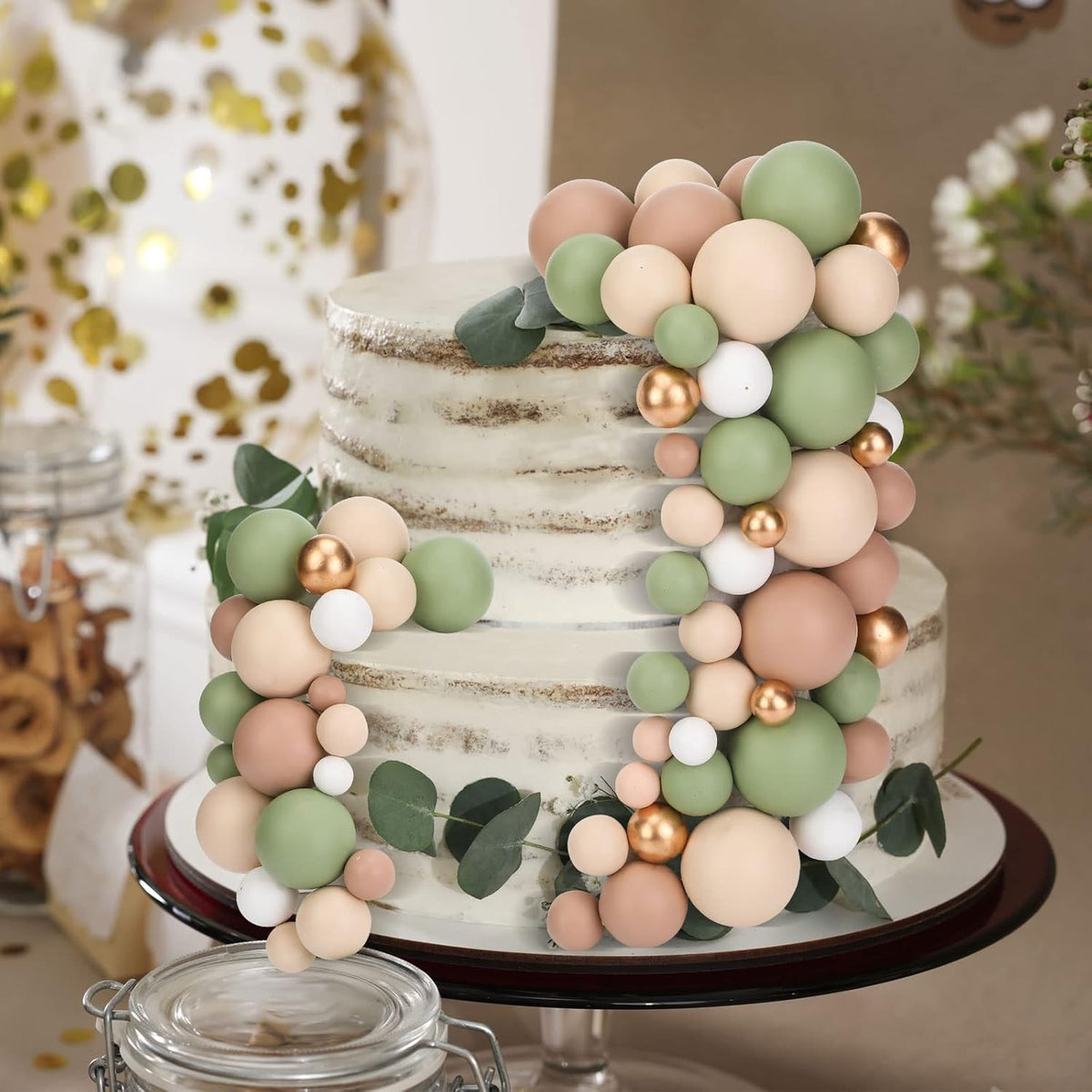 108 Pcs Balls Cake Topper DIY Cupcake Insert Foam Balloons for Cake Baking Wedding Anniversary