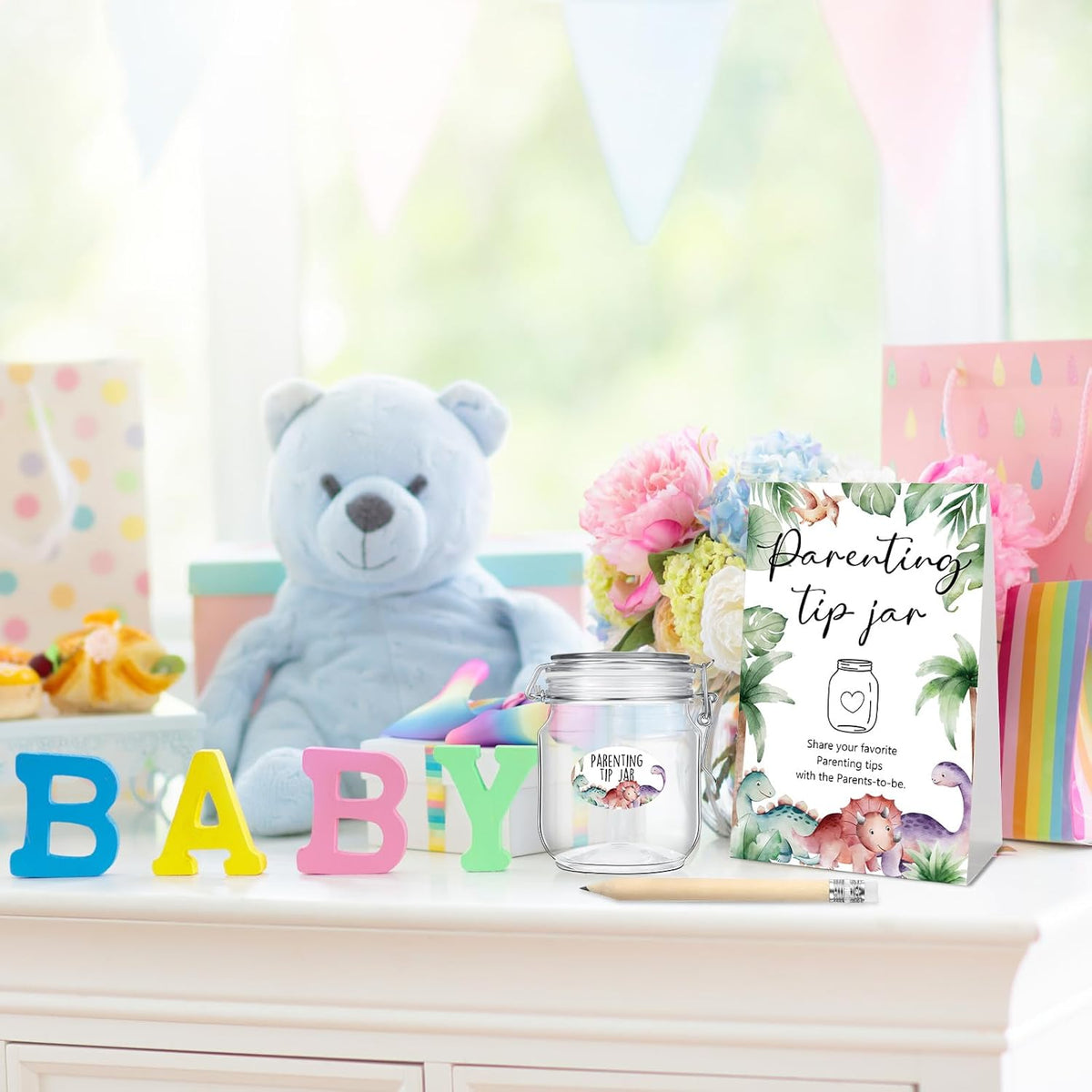 Roowest Baby Shower to Baby Advice Cards for New Parents to Be - Tip Jar Sign for New Parents 60