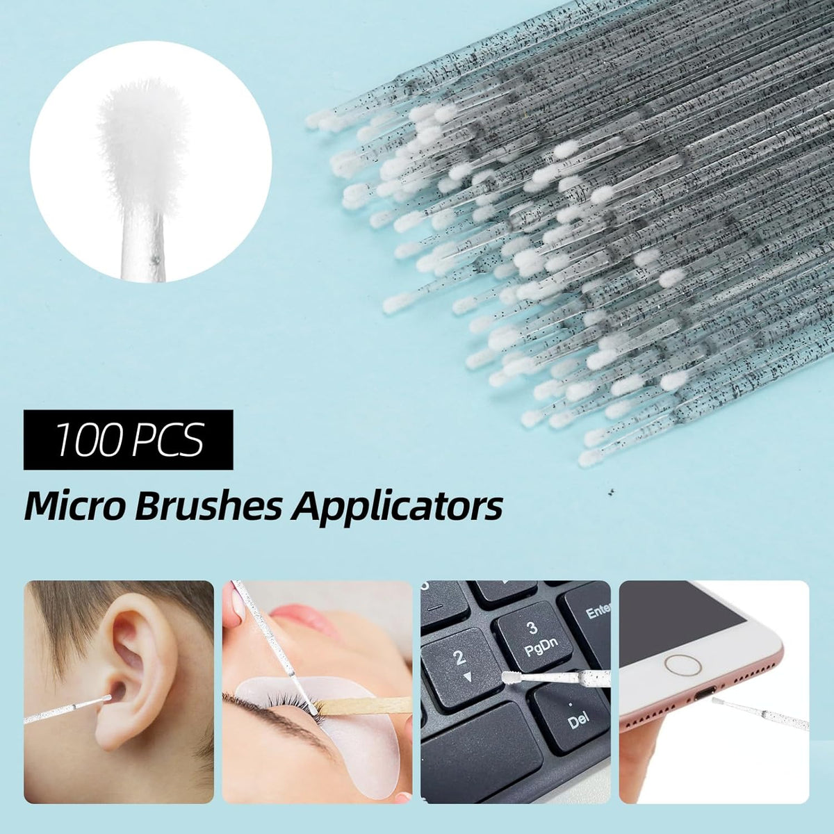 300 Pcs Spoolies Mascara Wands Lip Brushes Micro Swabs Applicator, Disposable Eyelash Brushes