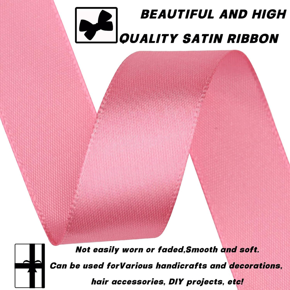 Rose Gold Polyester Satin Craft Ribbon - 7/8 Inch, 60 Yards - Single Face - For Handmade Roses