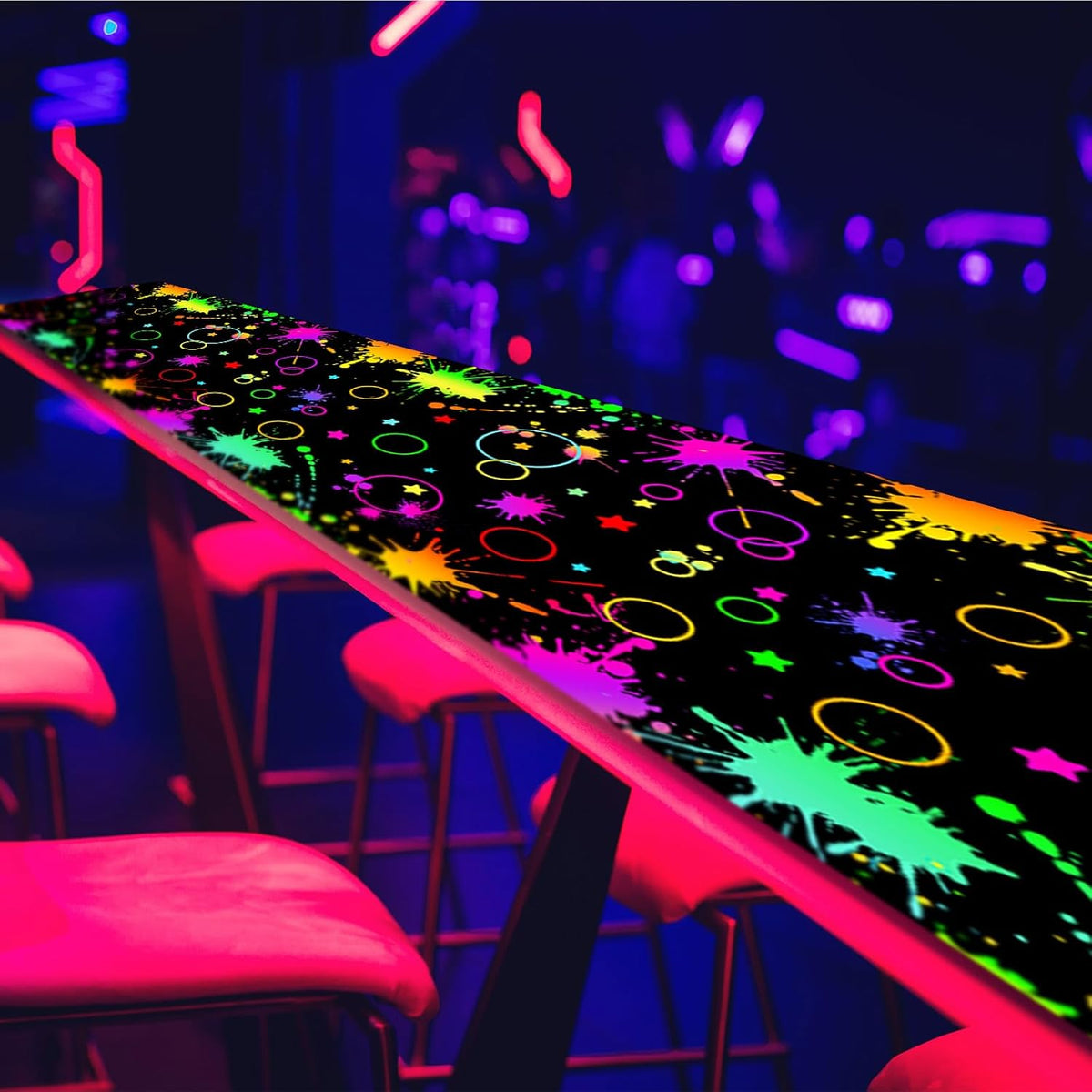 Haull 118 x 39 Inch Neon Light up Dance Floor Glow in The Dark Runner UV Reactive Blacklight Floor
