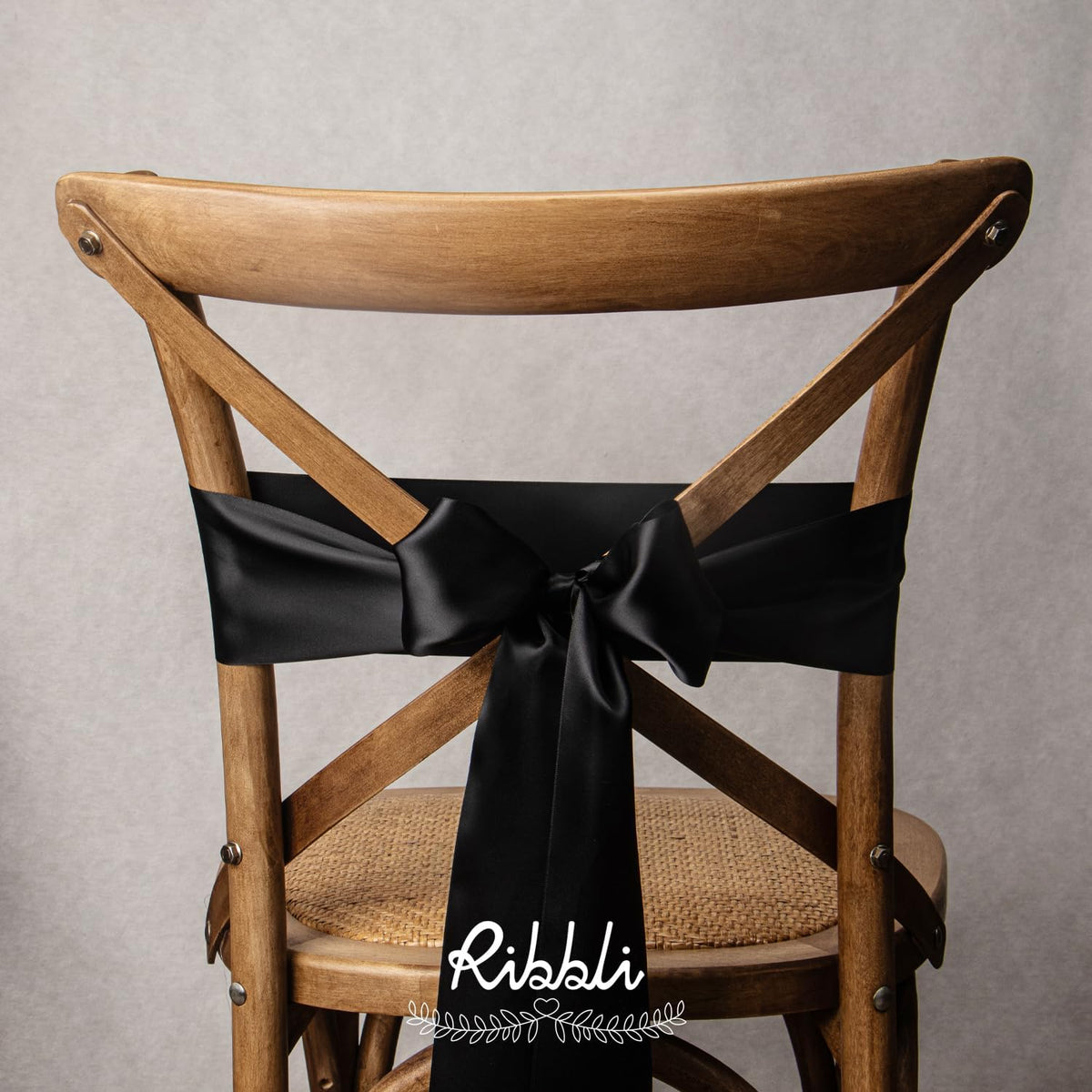 Ribbli Black Satin Ribbon 4 Inch Wide Black Ribbon for Wedding Chair Sash Grand Opening Ceremony