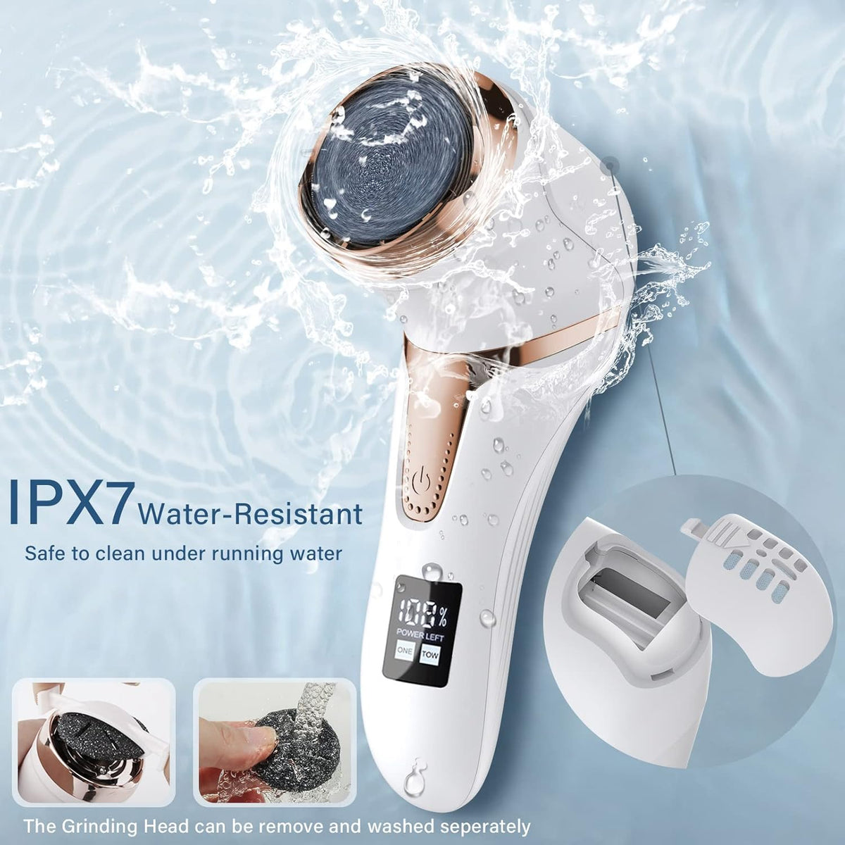 Hoxida Electric Callus Remover for Feet (with Dander Vacuum Cleaner), Quartz, Rechargeable Foot