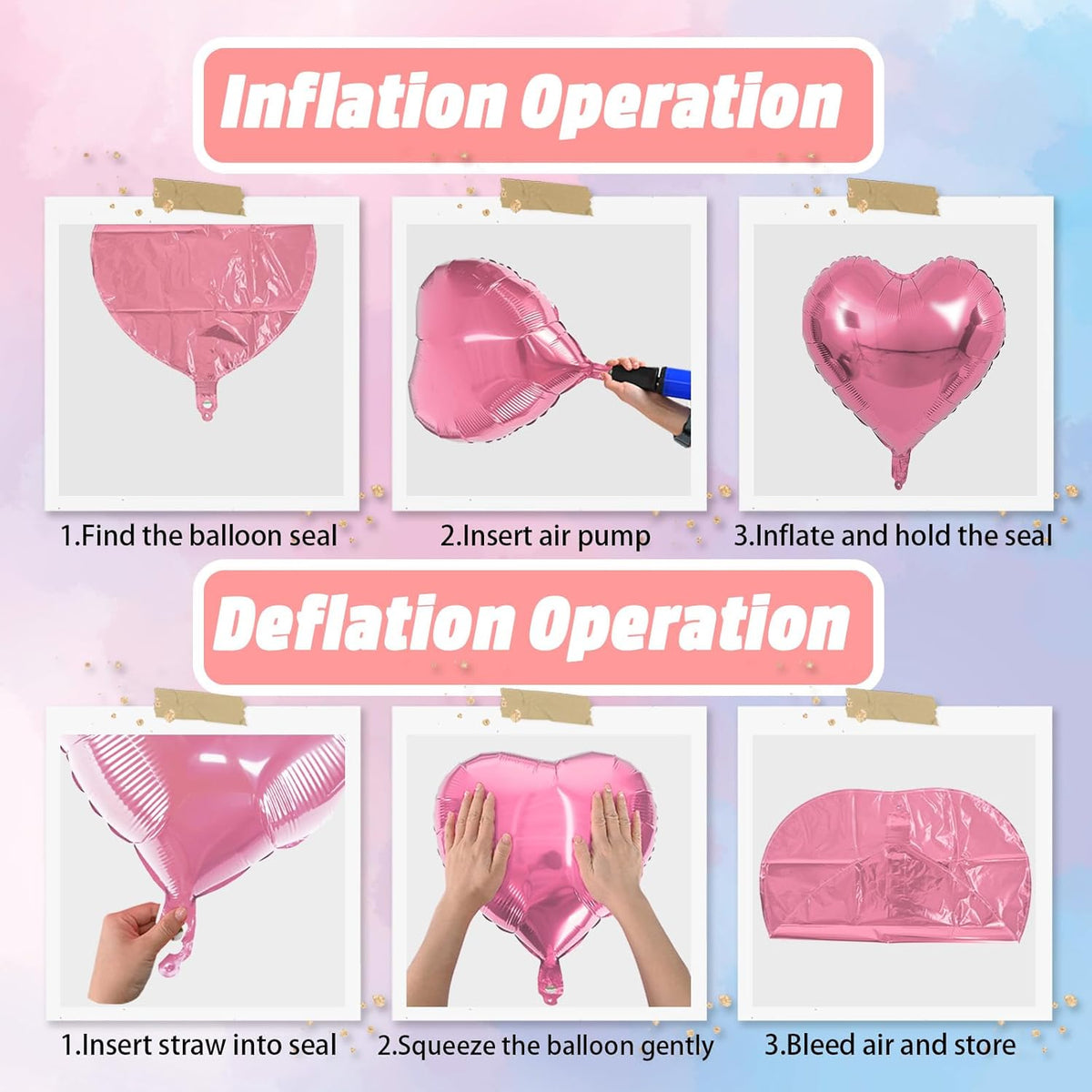 Pink Silver Heart Balloons, 18 Inch Pearl Pink and Silver Heart Shape Balloons, 12PCS Helium Love