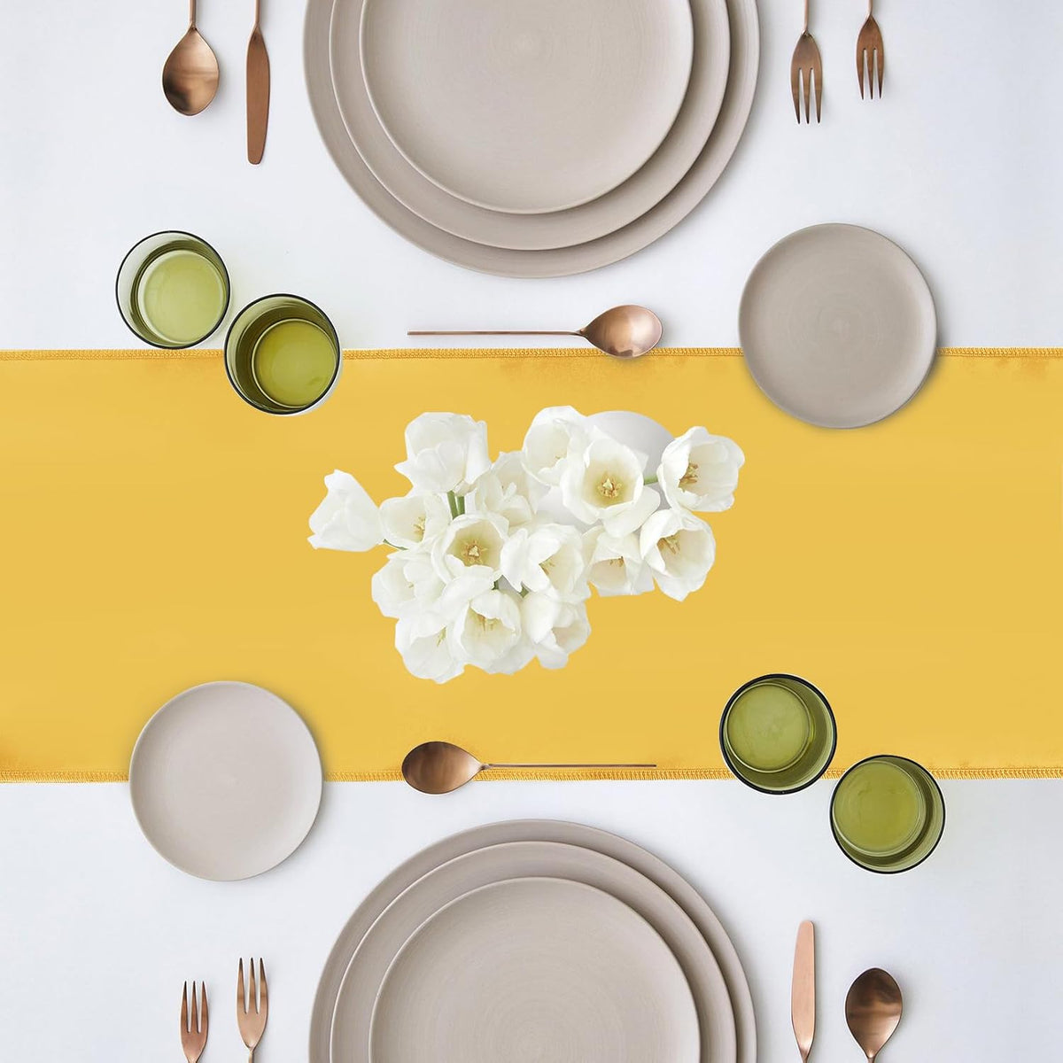 10 Pack Satin Table Runner 12 x 108 Inch Long Gold Silk Table Runner for Wedding Party Banquet