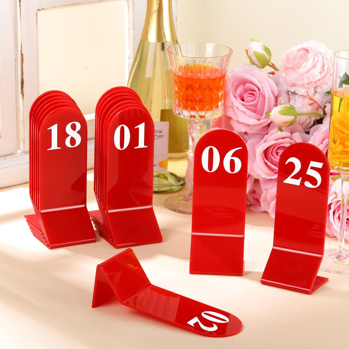 Remerry 50 Pcs Table Numbers 1-50 Acrylic Double Sided Number Cards Acrylic Tent Table Holders Tent