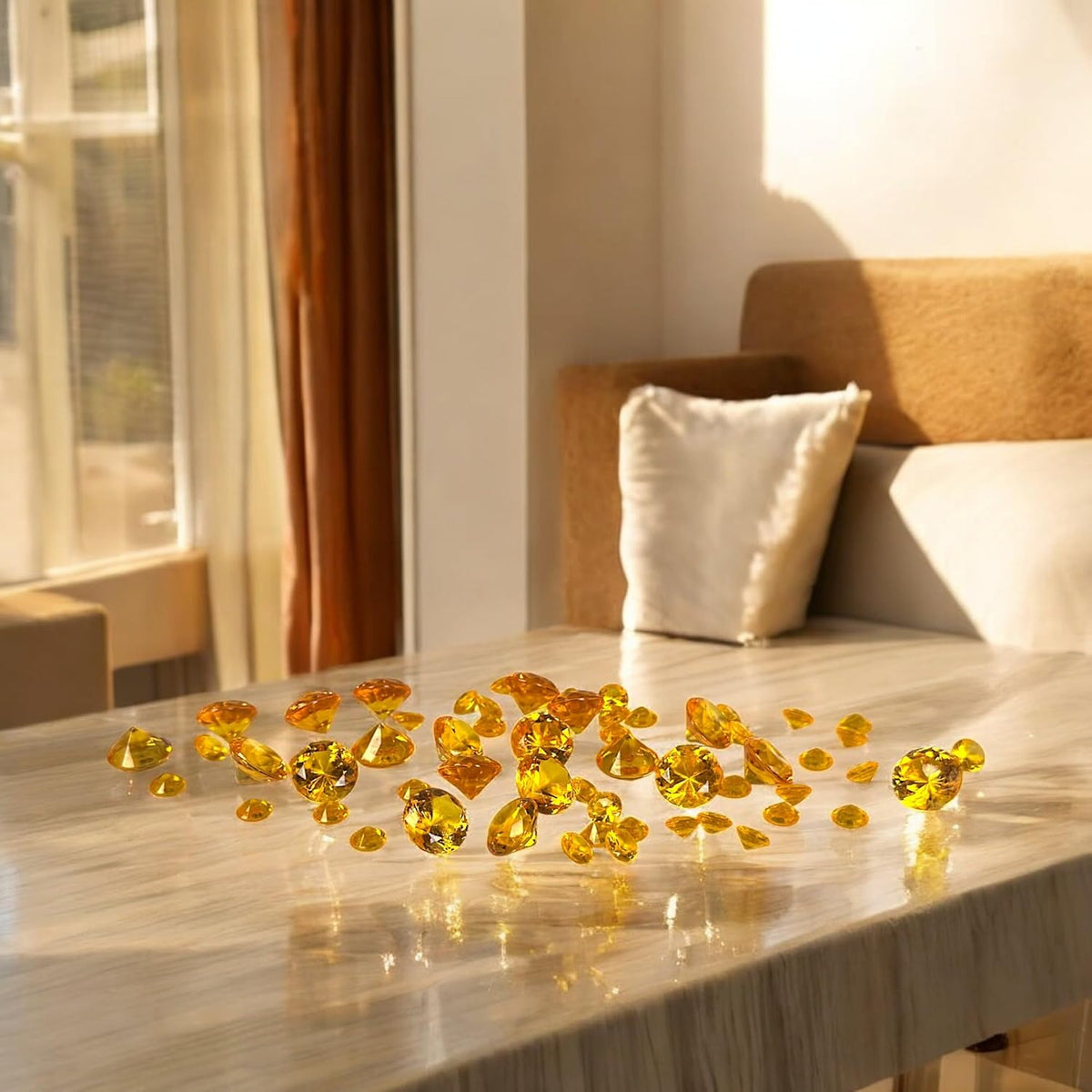 HappyFiller 720 PCS Mix 20mm,10mm Orange Acrylic Diamonds Gems Sparkling Fake Gemstones Rhinestones