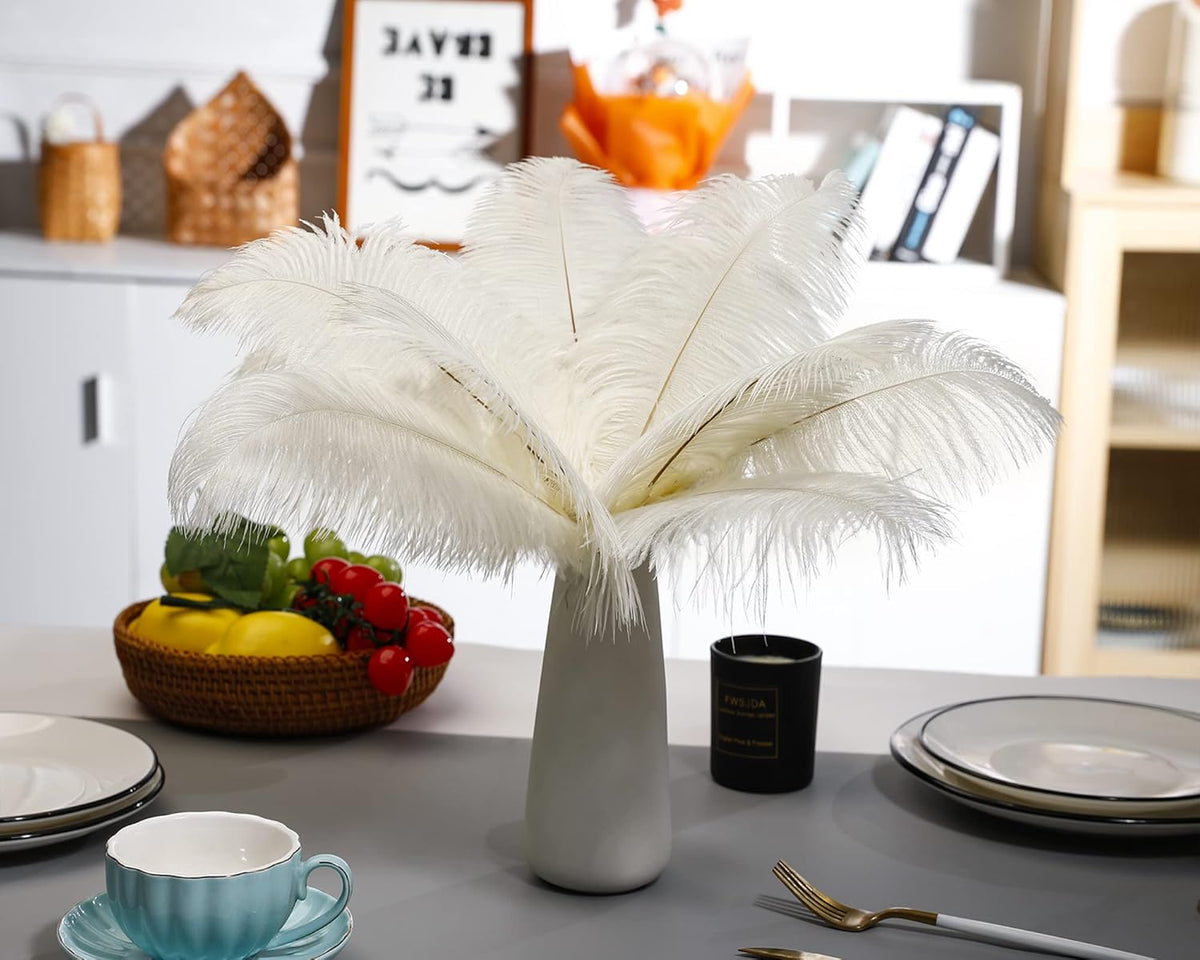 Ballinger Beige Ostrich Feathers Bulk - 24pcs 10-12inch Boho Feathers for vase,Wedding Party
