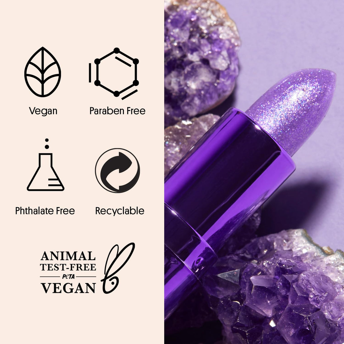 Winky Lux Amethyst Glimmer Balm – Nourishing pH Lip Balm with Color Changing Tint, Hydrating