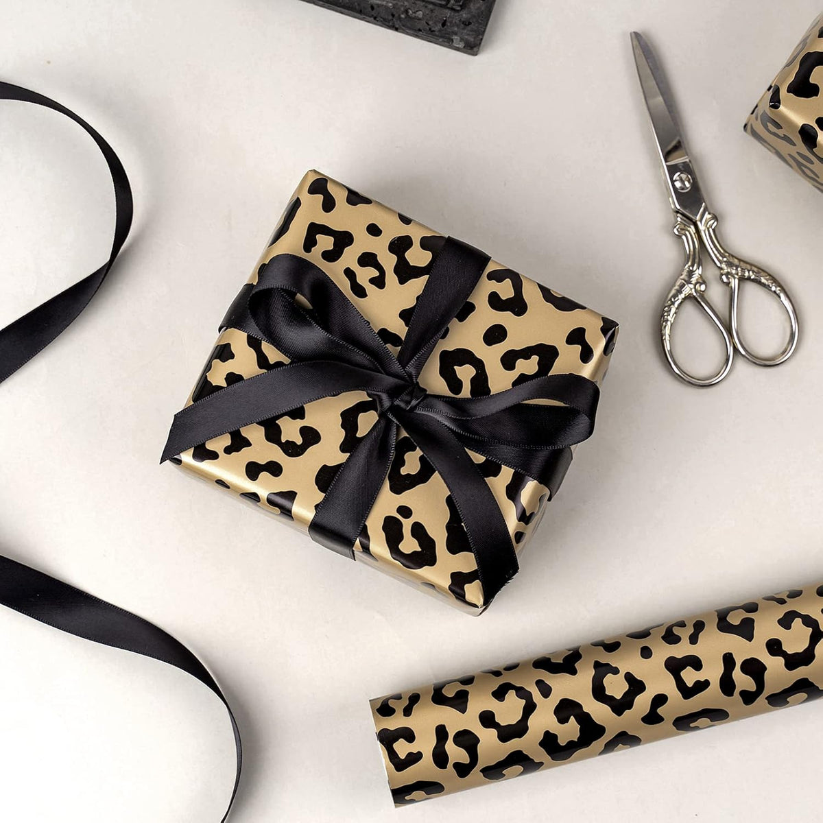 WRAPAHOLIC Reversible Leopard Wrapping Paper - Mini Roll - 17 Inch X 33 Feet - Leopard Print with