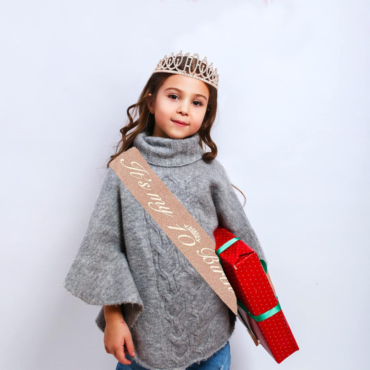 10th Birthday Decorations for Girls, Including Sash, Crown/Tiara, Candles, Cake Topper. 10th