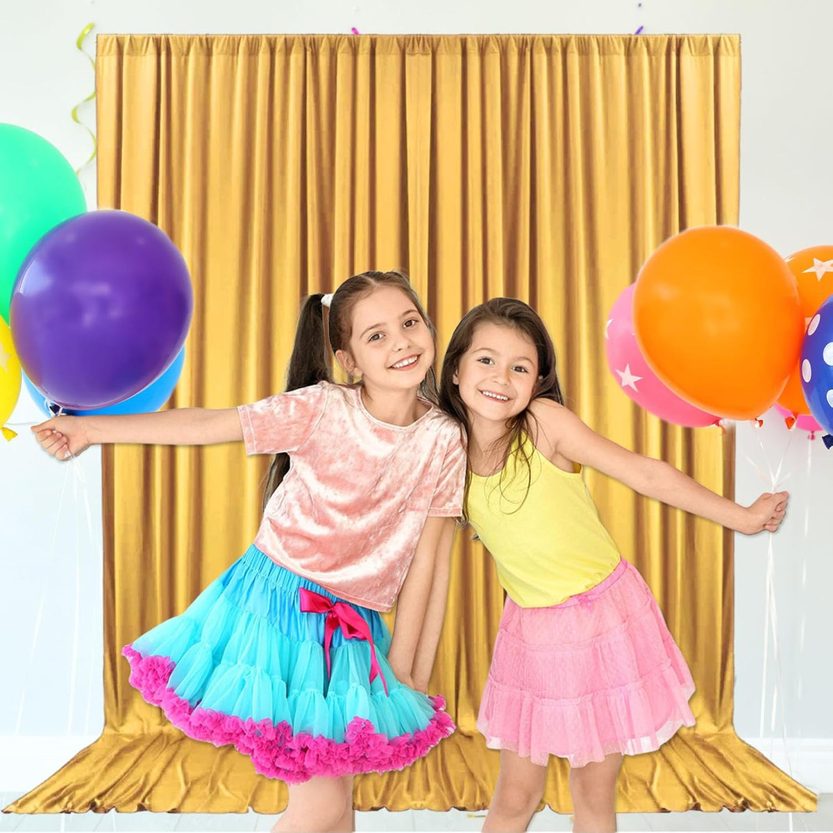 10ft x 10ft Khaki Backdrop Curtains for Parties, Fabric Satin Background Curtain with Rod Pockets