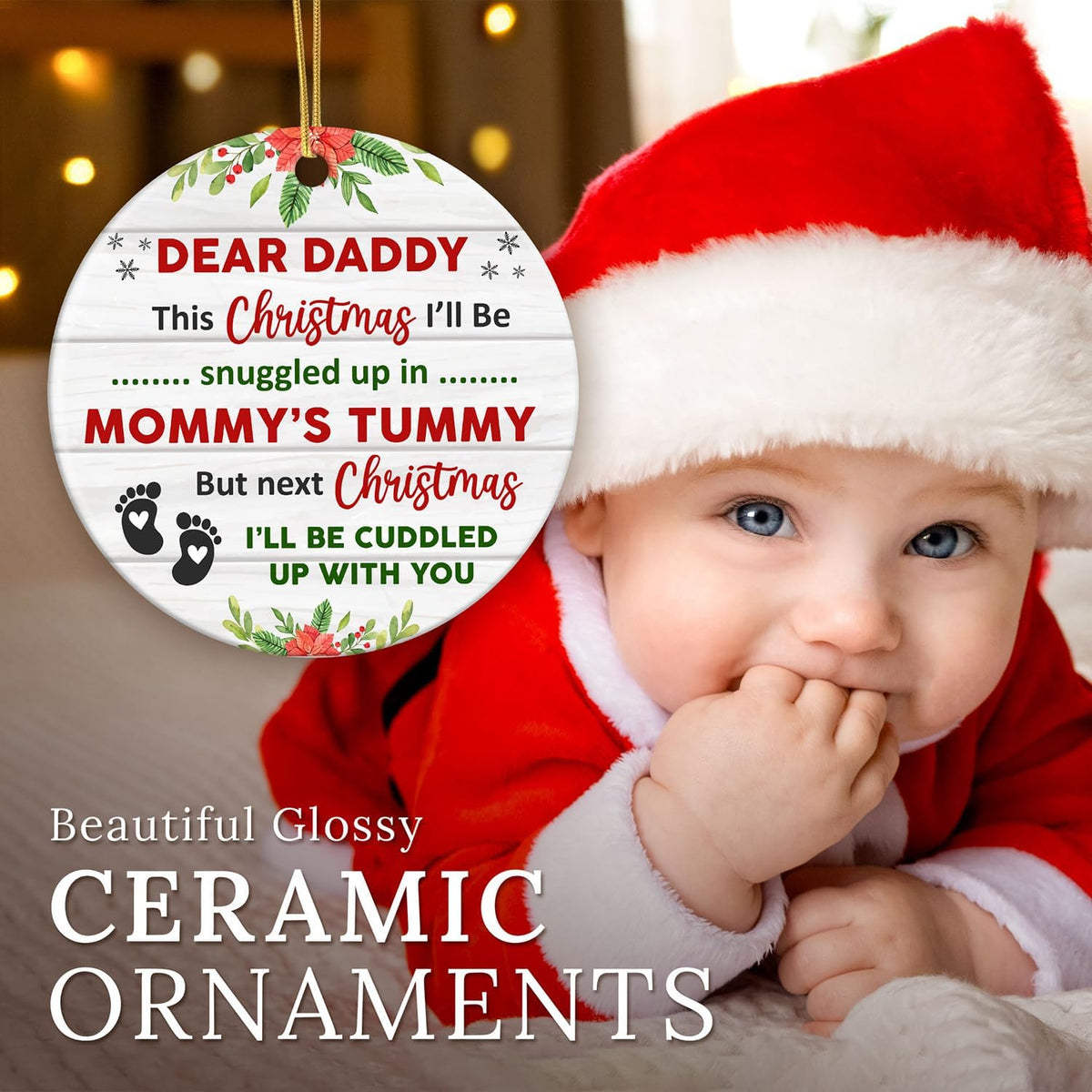 HEXMOZ First Time Dad Gifts - New Dad Gifts - Bumps First Christmas Ornament - Pregnancy