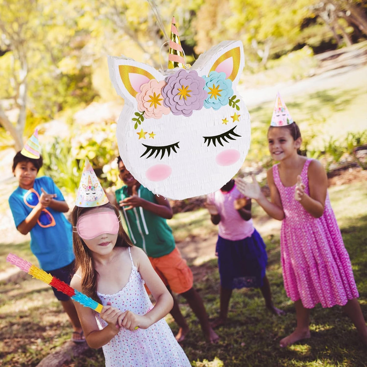 WERNNSAI Unicorn Piñata - Unicorn Party Supplies Piñata with Stick and Blindfold for Girls Kids