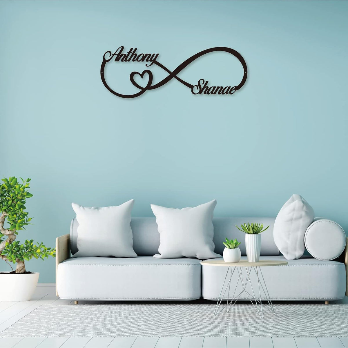 Personalized Infinity Symbol, Metal Love Sign, Custom Family Name Established Date, Metal Wall Art