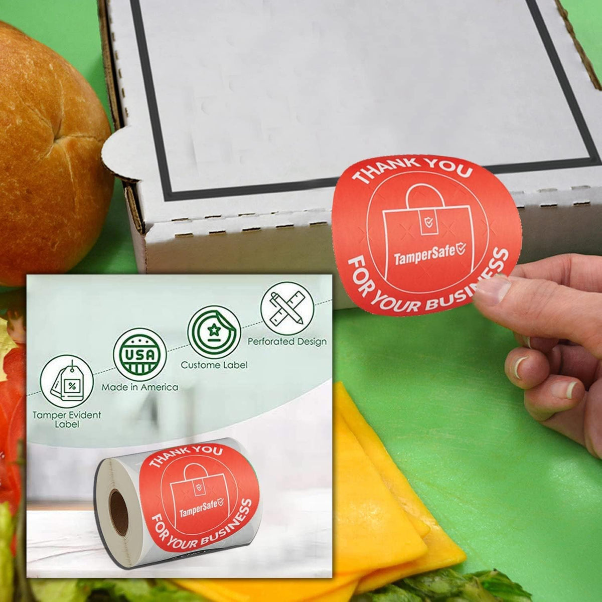 Angel's Peel Lounge Thank You Tamper Proof Stickers Roll — Tamper Evident Stickers for Bags, Drink
