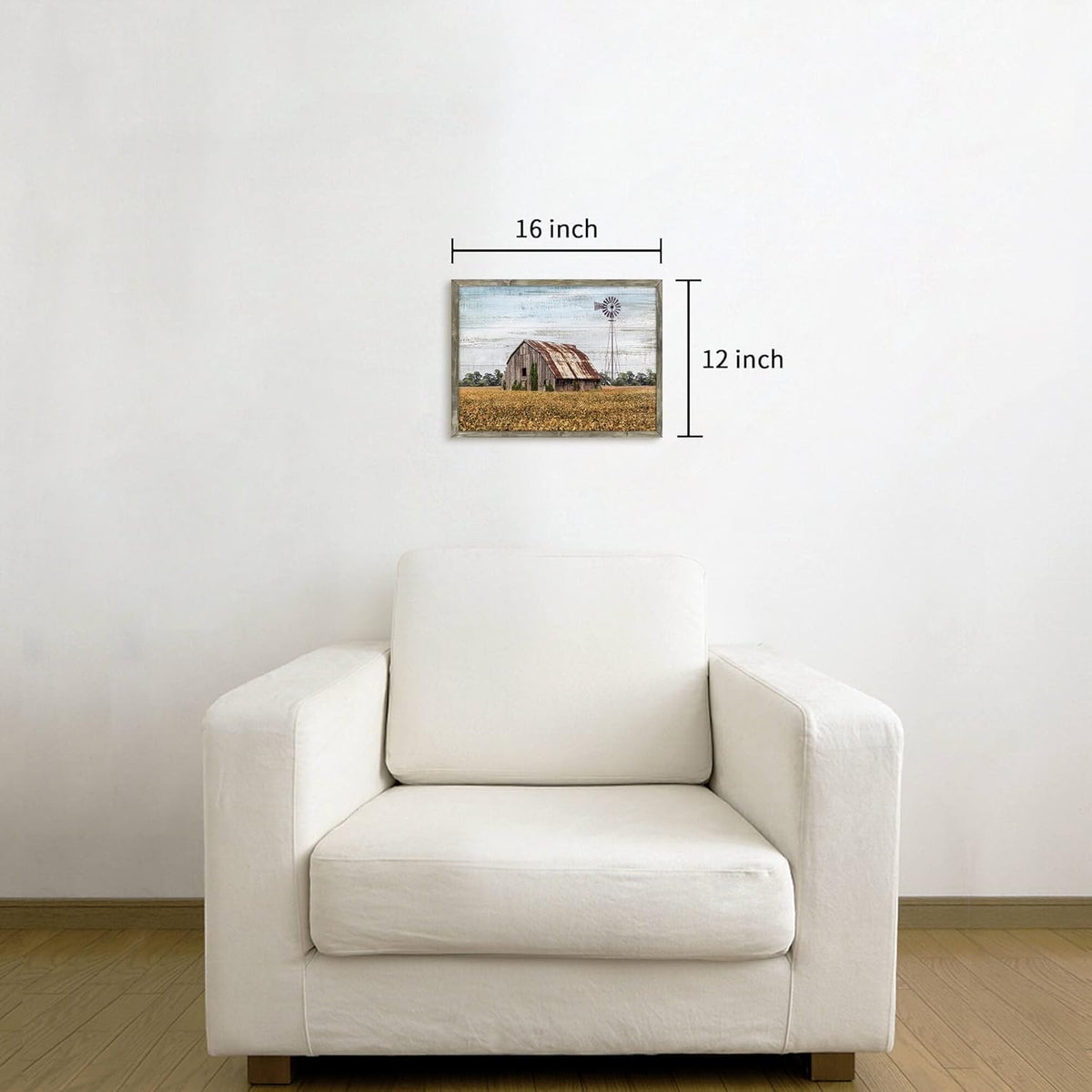Rustic Life Wooden Wall Art: Rural House in the middle of Straw Artwork Wooden Painting with Framed