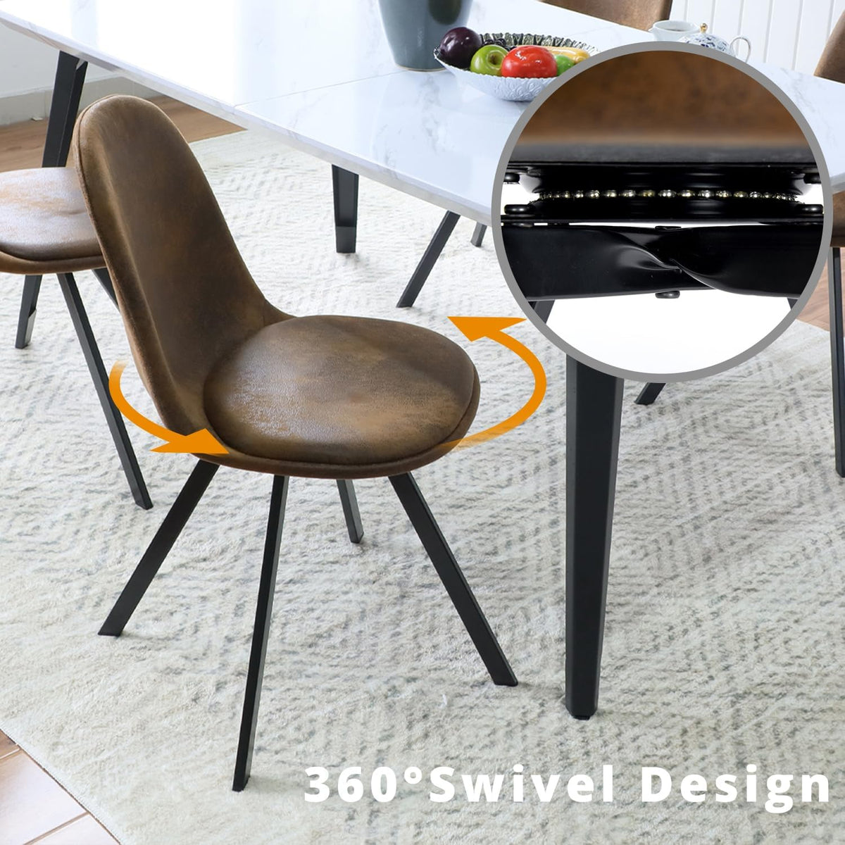 Homy Casa Swivel Dining Chairs Set of 4, 360° Rotating Side Chairs, Mid Century Modern Style Chairs