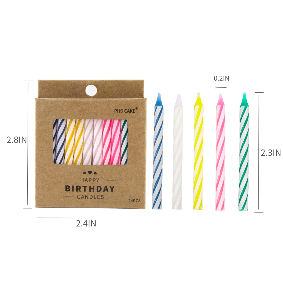 PHD CAKE 288-Count Multicolored Spiral Birthday Candle, Birthday Candles for Cake, Cupcake Candles