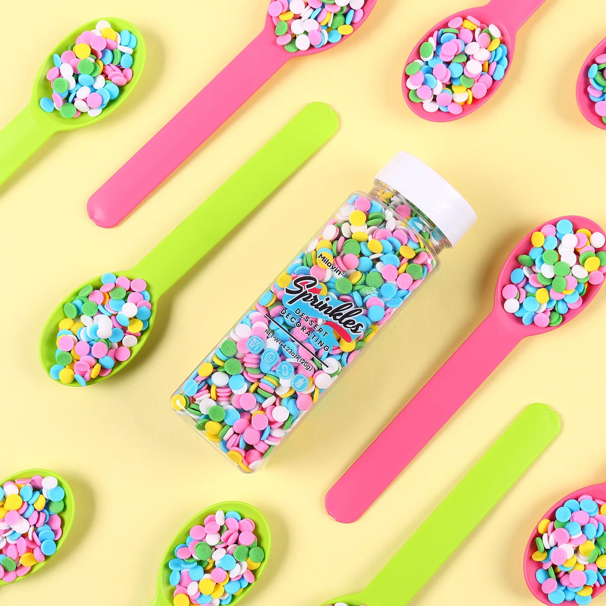 Edible Pastel Sprinkles for Cake Decorating, Confetti Sprinkles, Round Sprinkles for Cupcakes