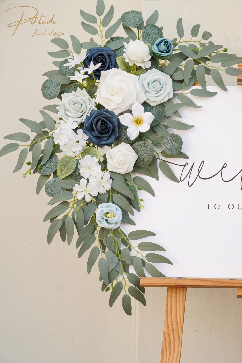 Faux Flower Swag Set of 2 for Wedding Welcome Signs Floral Swag Wedding Reception Ceremony Signs