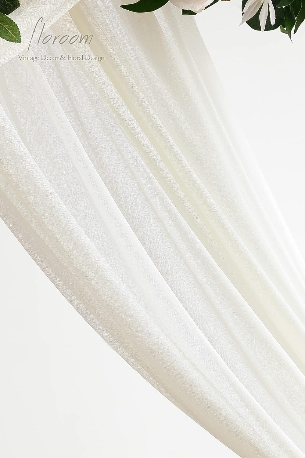 Floroom Wedding Arch Draping Fabric 2 Panels 20Ft Ivory Chiffon Fabric Drapes Arbor Drapery Wedding