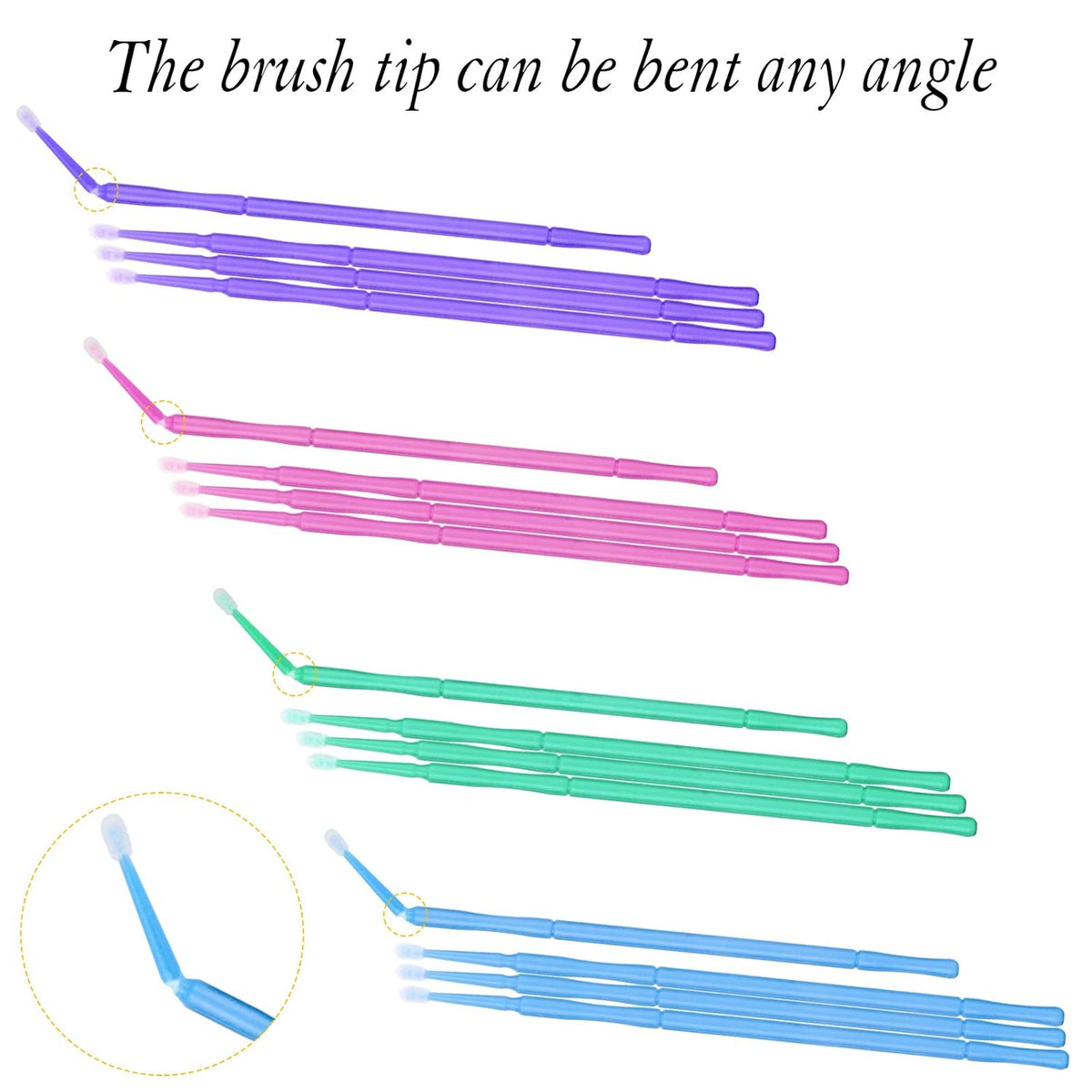 500 PCS Disposable Micro Applicator Brush, Gelme Nutri Micro swabs,Head Bendable Ultrafine Eyelash