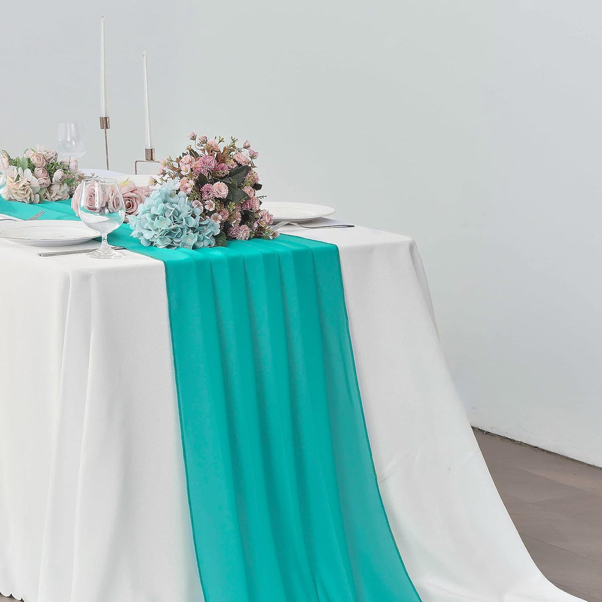 2 Pack 10Ft Turquoise Chiffon Table Runner Sheer 29x120 Inch for Romantic Wedding Decor Bridal &