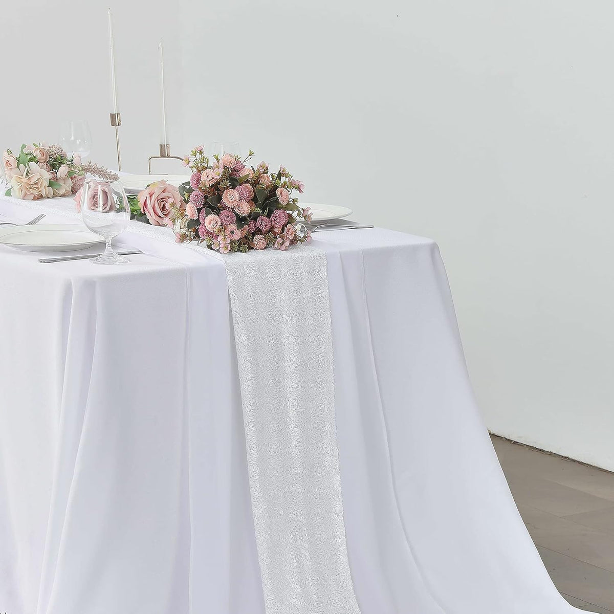 5 Pack 10Ft White Chiffon Table Runner Sheer 29x120 Inch for Romantic Wedding Decor Bridal & Baby
