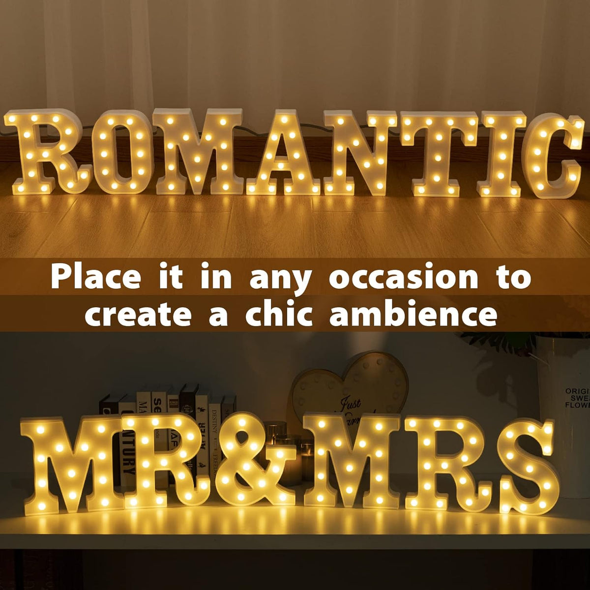 HXWEIYE LED Marquee Letters Lights Sign R, 26 Alphabet Light Up Letter and Number 0-9 Number Warm