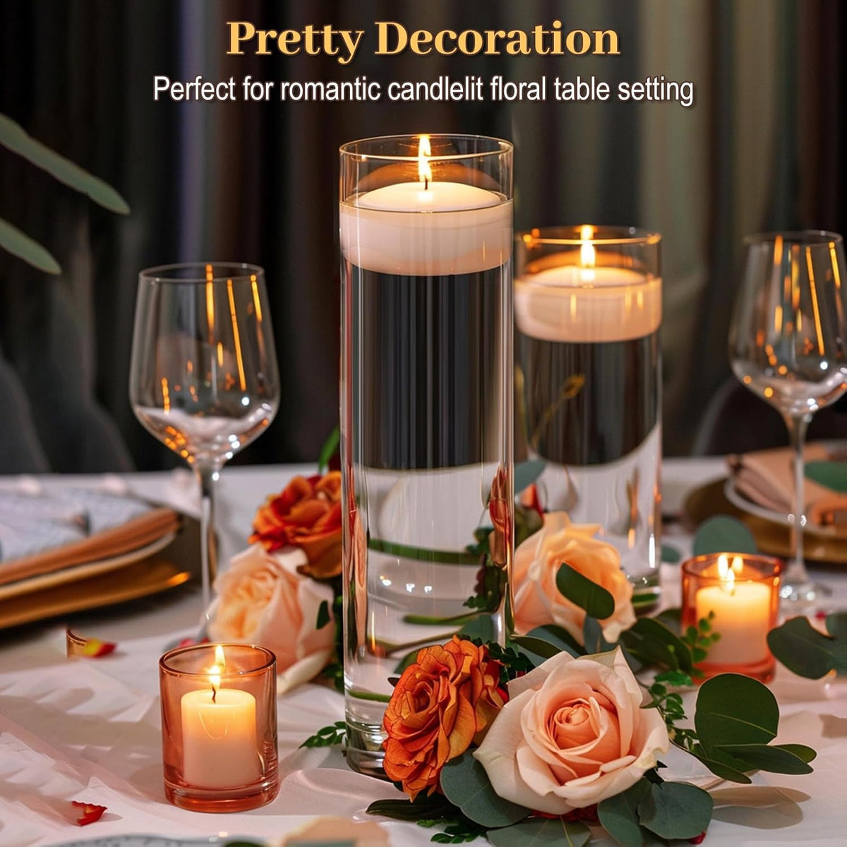 12Pcs Glass Cylinder Vases 12 Inch Tall Clear Flower Vases for Centerpieces Wedding Decoration