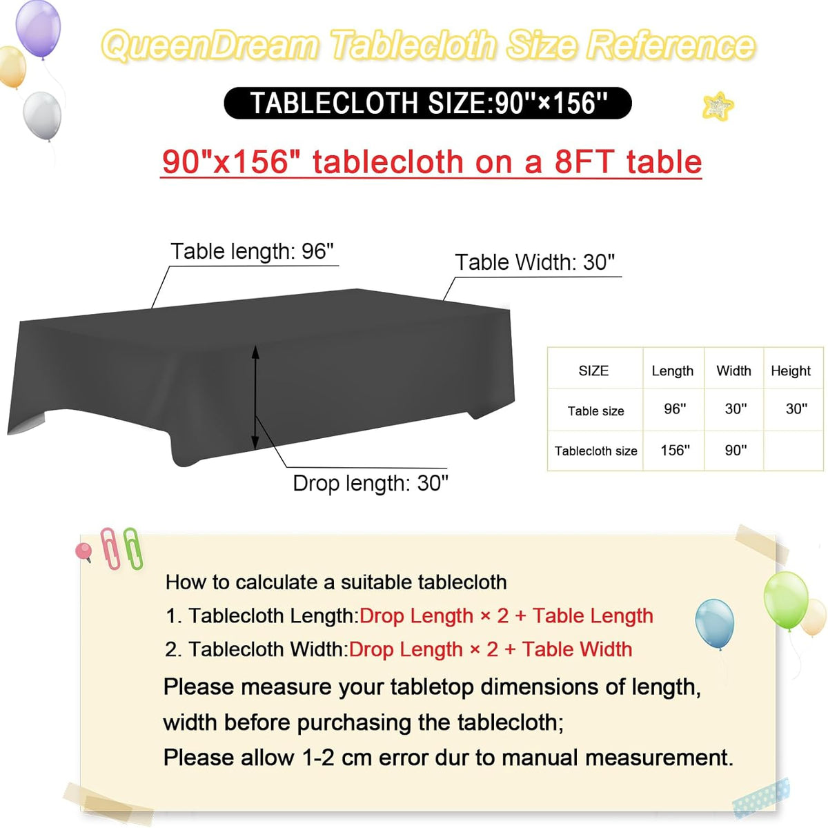 QueenDream Tablecloth 90x156 Rectangle Sequin Tablecloth Black Wedding Table Linens Glitter
