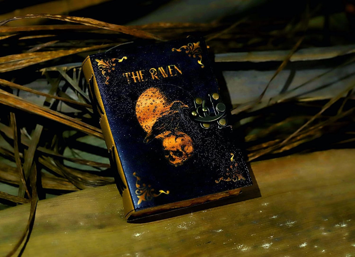 Leather Gothic Journal Magical Raven Skull Spiral Notebook Mystery Crow Journal Grimoire Witchcraft