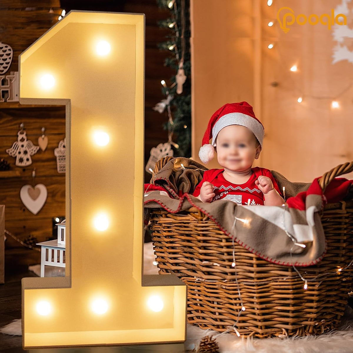 Pooqla 3FT Light Up Marquee Numbers, Cool White and Warm White LED Large Lighted Marquee Numbers