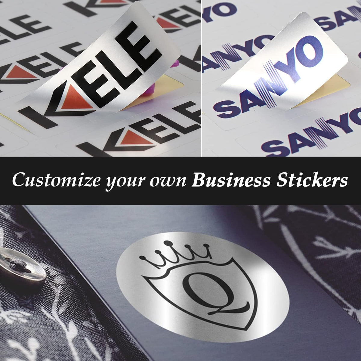 Custom Logo Stickers for Business, Personalised Logo Labels - Any Shape, Waterproof, Glossy (Silver