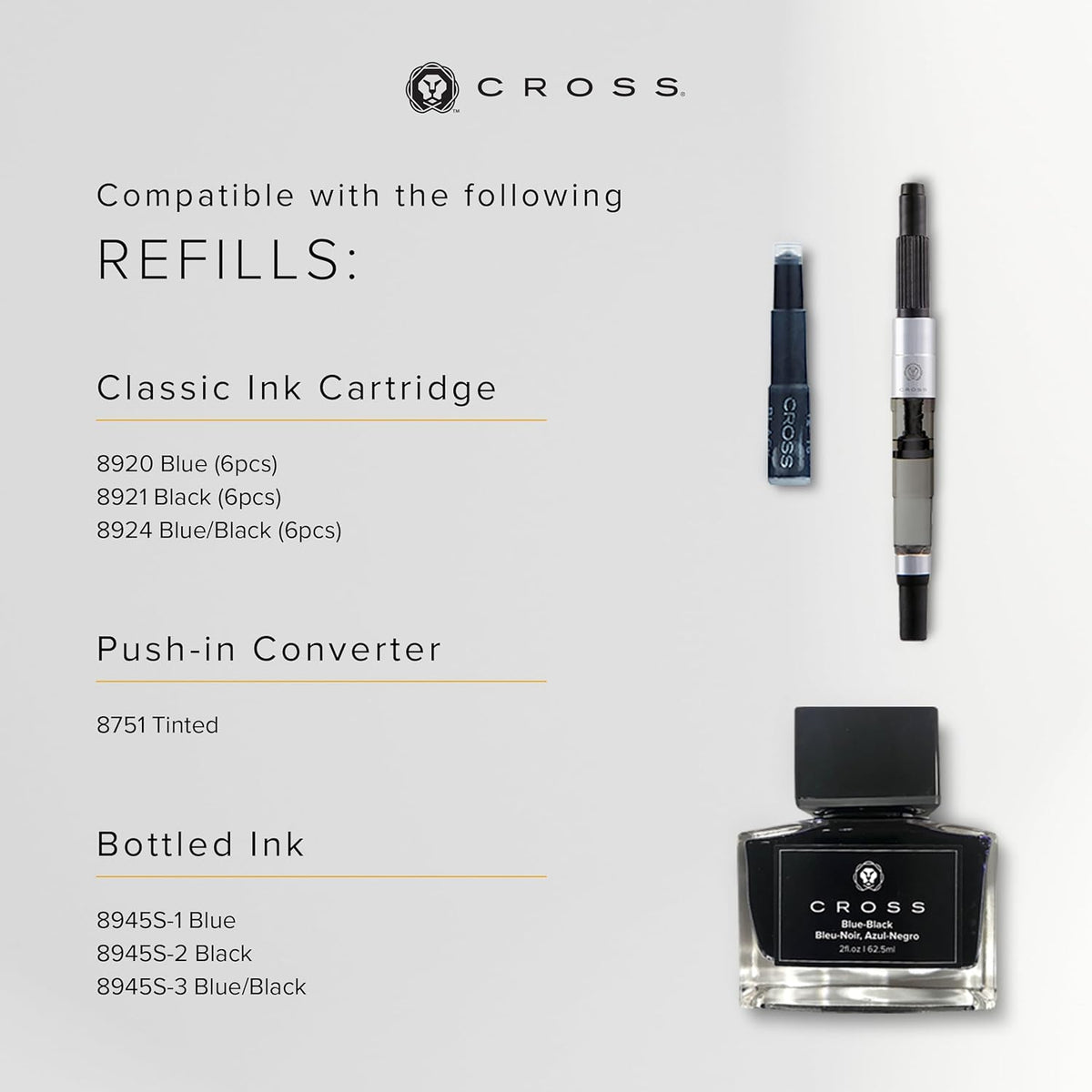 Cross Bailey Light Refillable Fountain Presented in a Everyday Gift Box - Medium Point, Black Ink