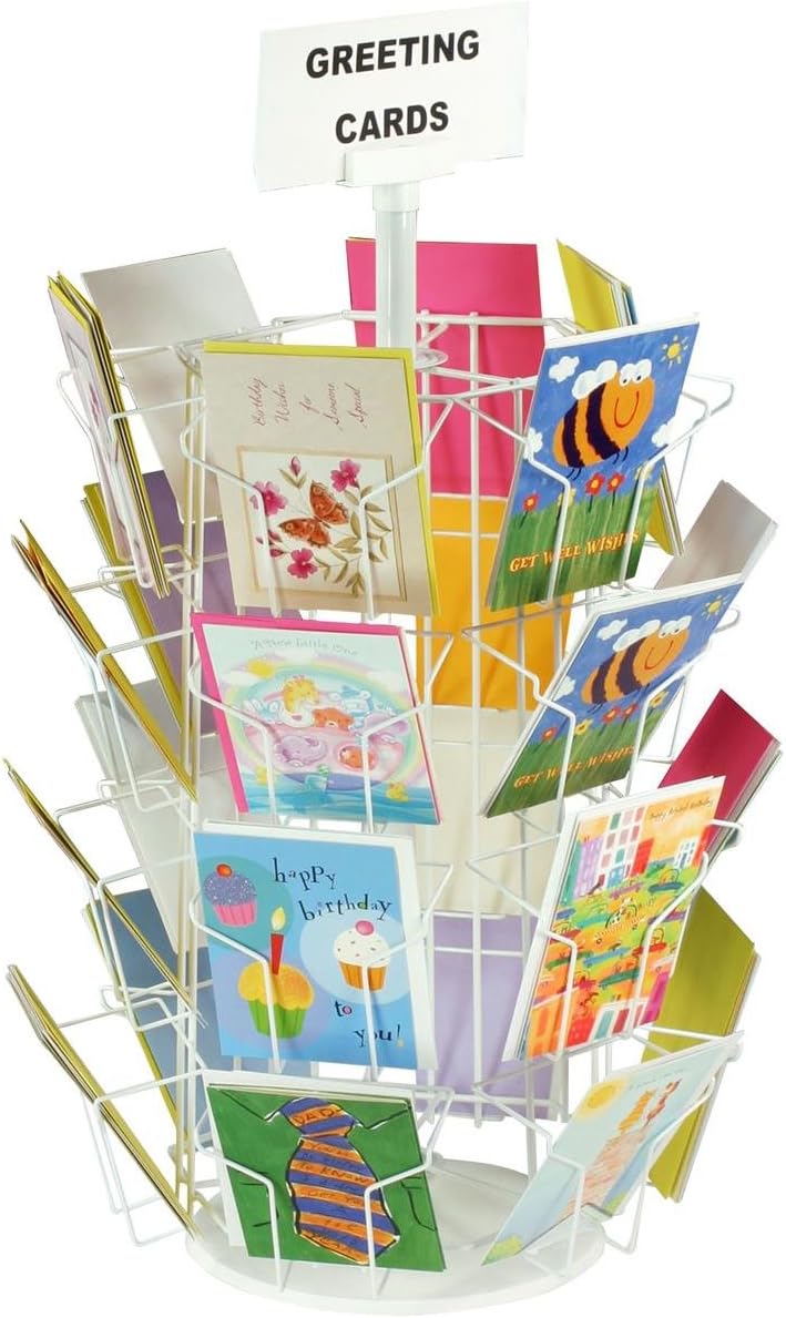 Greeting Card Rack with Twenty-Four 5 x 7 Pockets for Countertop Use, 29 Inch Tall Four - Tier