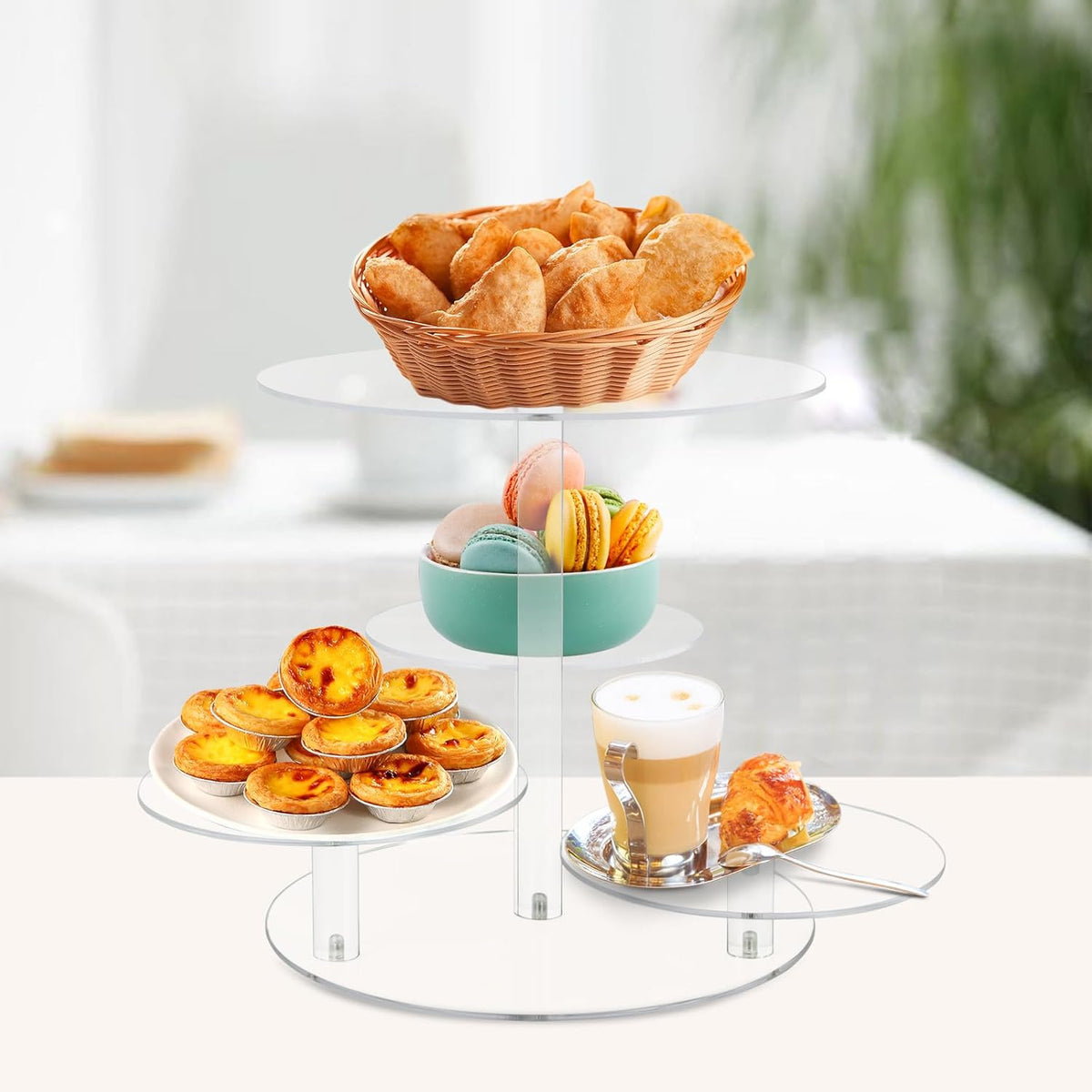 4 Tier Clear Cake and Cupcake Stand Combo for Birthday Party Decor, Acrylic Cupcake Tower Stand for