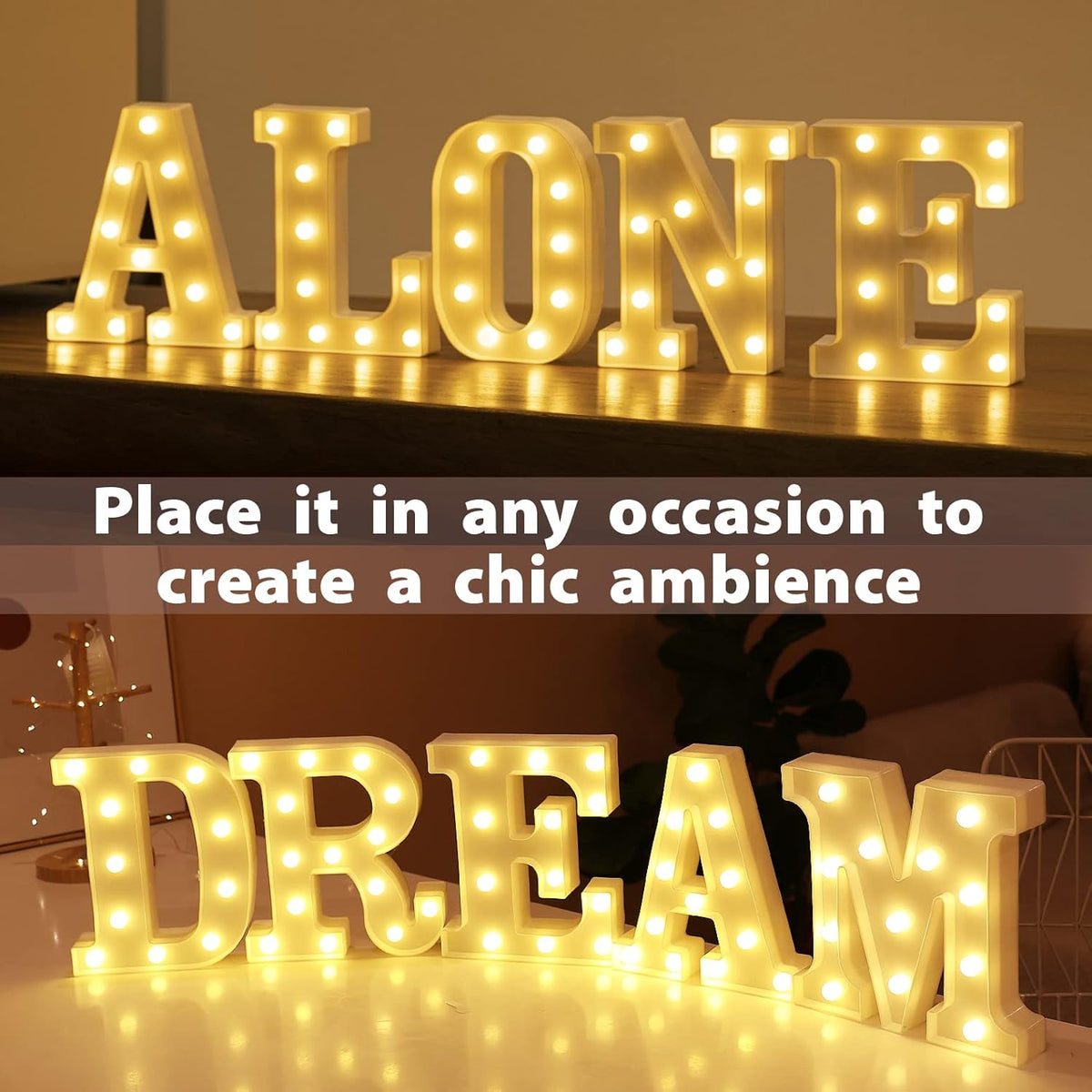 HXWEIYE Light Up Letters A, LED Marquee Letters Lights Sign 26 Alphabet and 10 Number Big Light