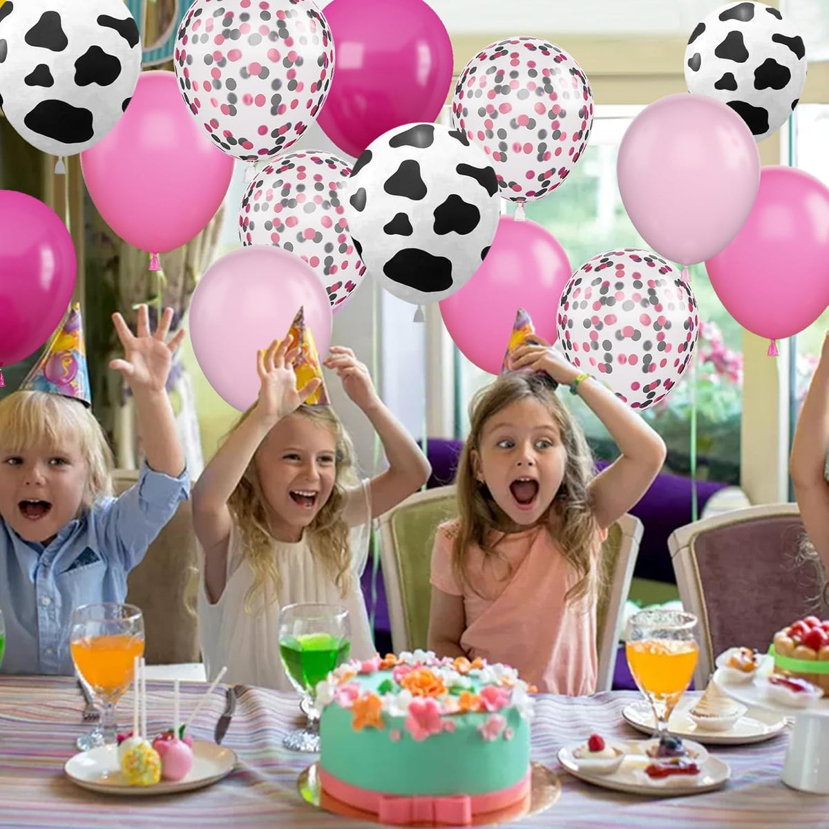 Cow Balloons, 12 Inch Pink Cow Print Balloon Hot Pink Pastel Pink Confetti Pink Helium Latex