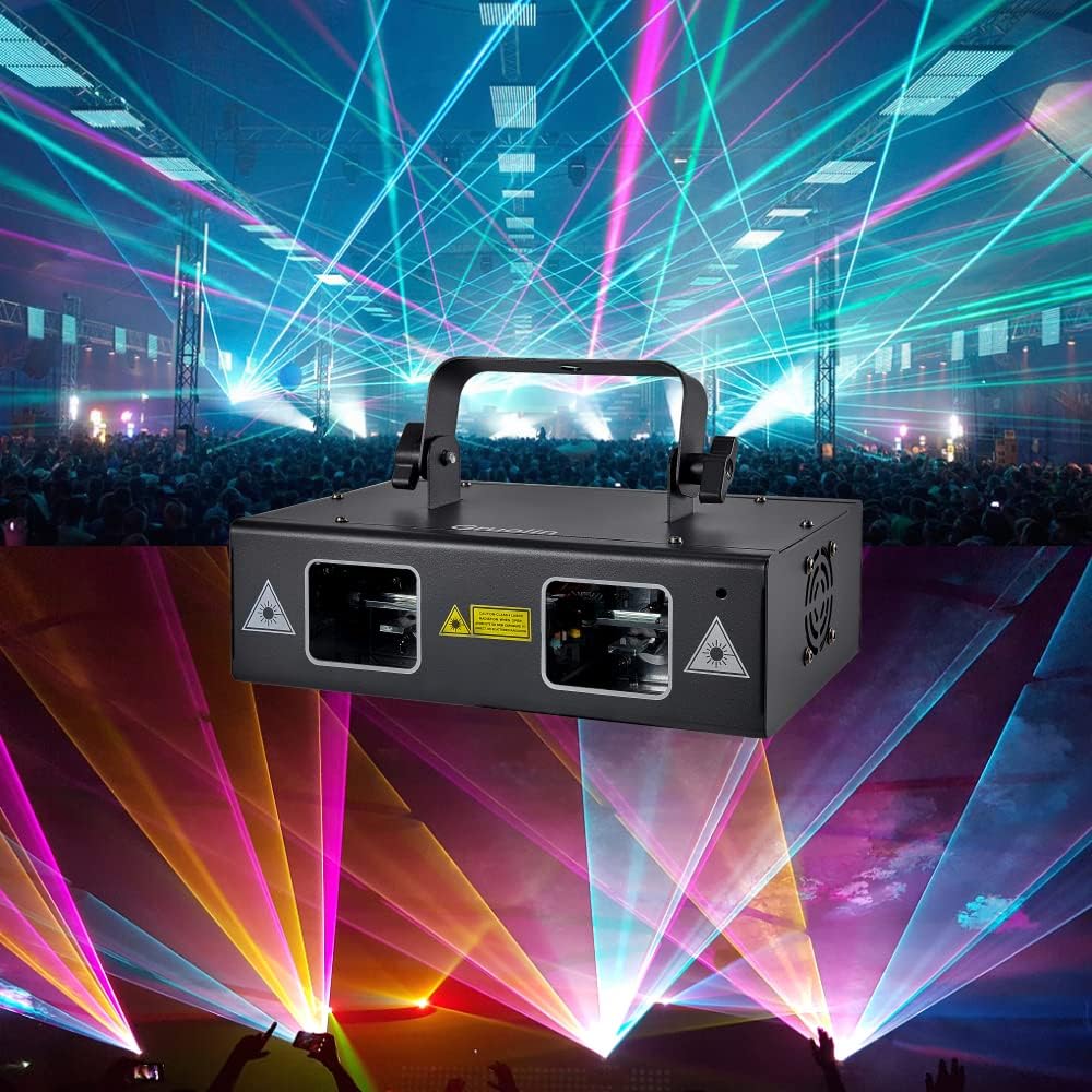 DJ Lights Party Lights, Gruolin RGB Full Color Laser Stage Light Music Sound Activated & DMX
