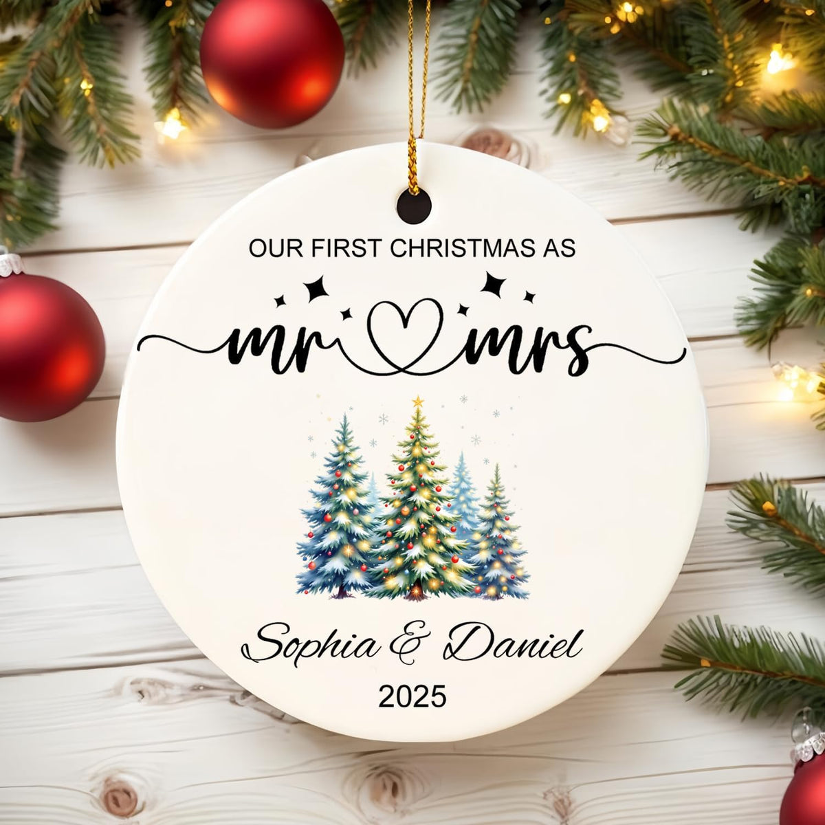 First Christmas Married Engaged Ornament 2025, Our First Christmas As Mr and Mrs Christmas